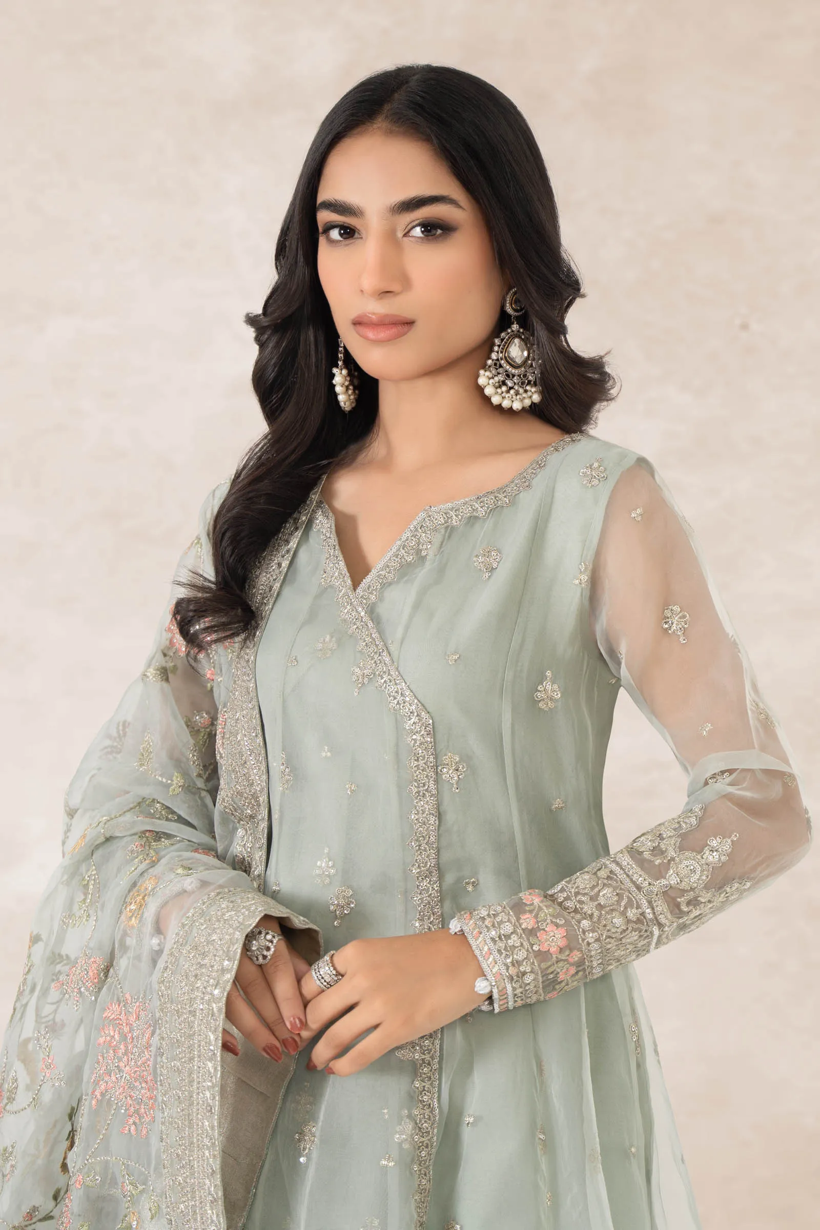 3 Piece Embroidered Organza Suit | SF-PF24-02