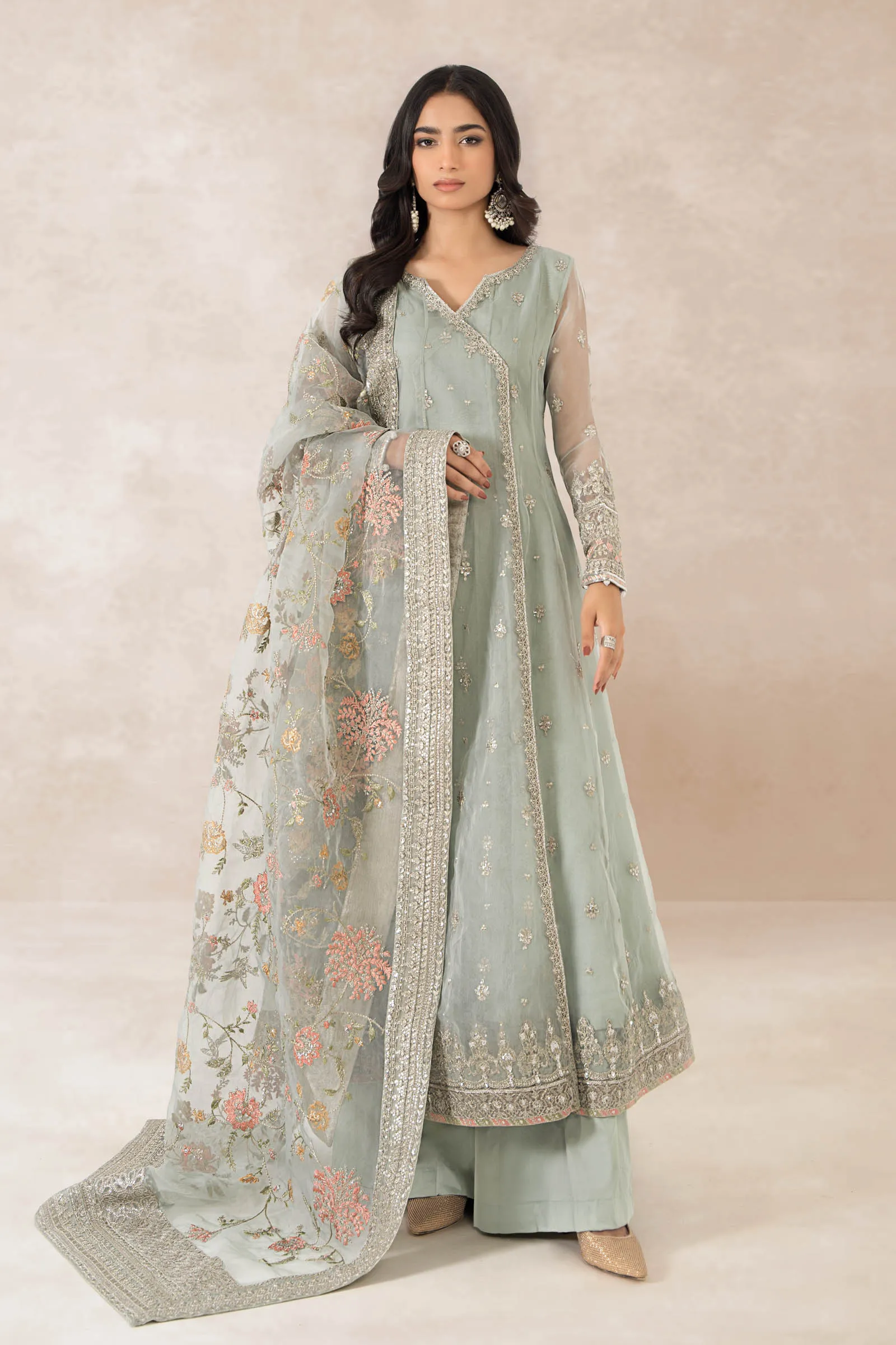 3 Piece Embroidered Organza Suit | SF-PF24-02