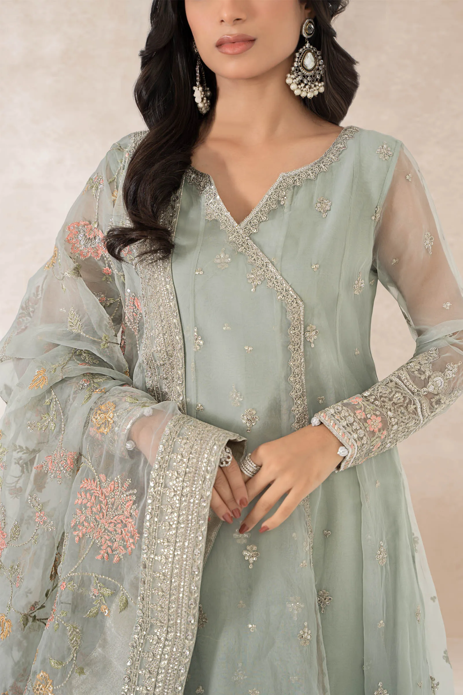 3 Piece Embroidered Organza Suit | SF-PF24-02