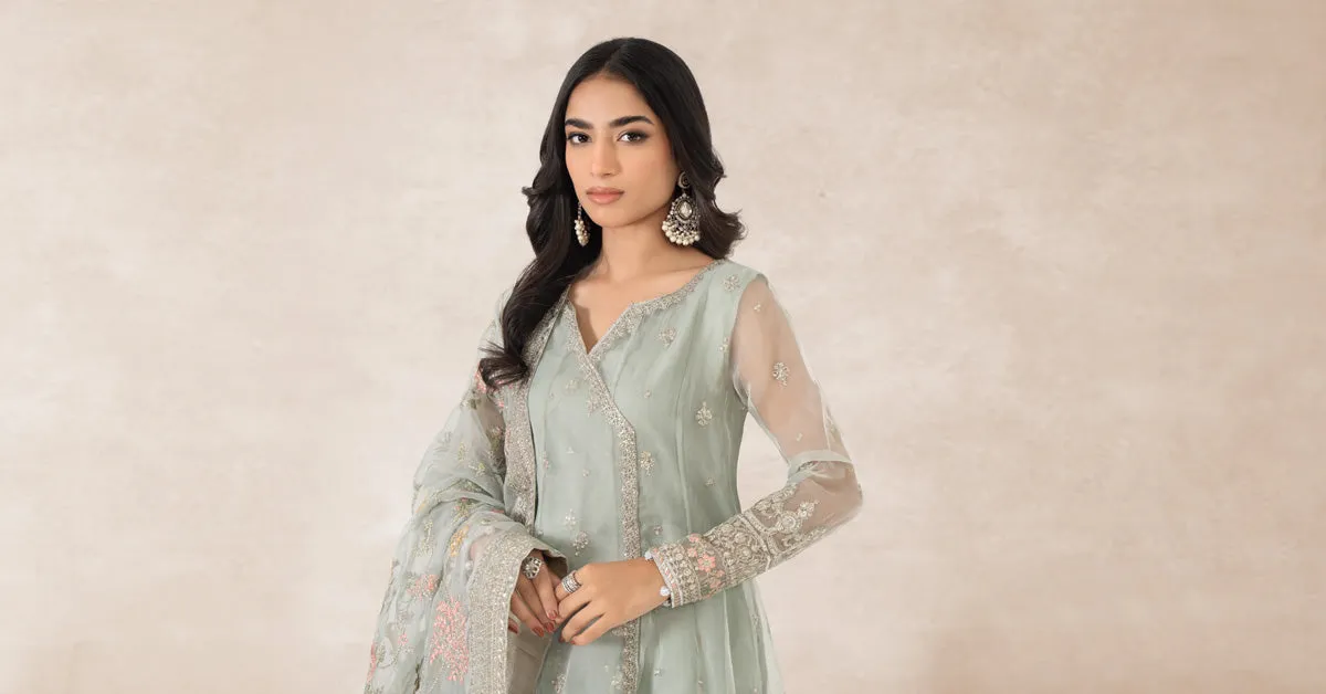 3 Piece Embroidered Organza Suit | SF-PF24-02