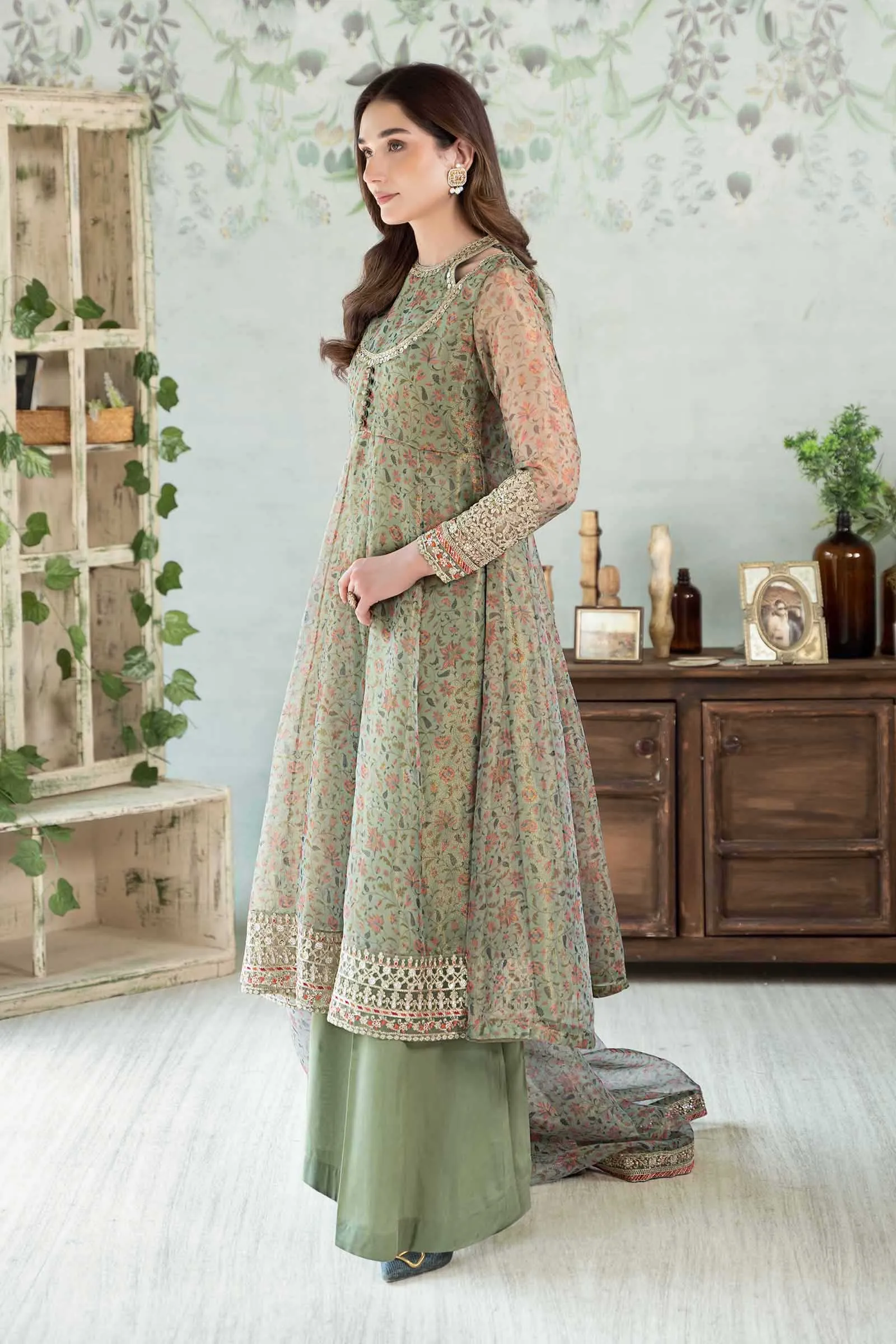 3 Piece Printed Cotton Net Suit | DW-EA24-75