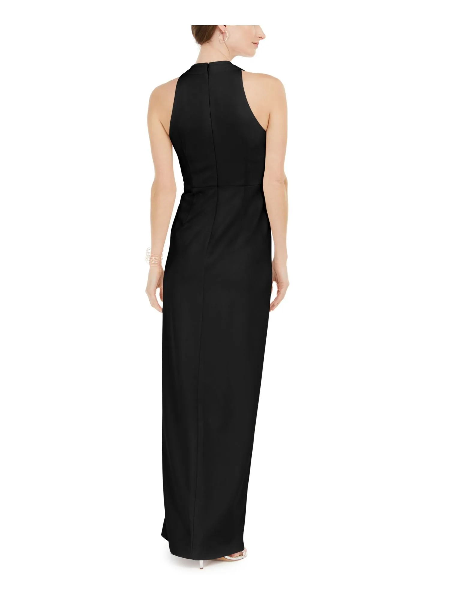 ADRIANNA PAPELL Womens Pleated Sleeveless V Neck Full-Length Evening Dress