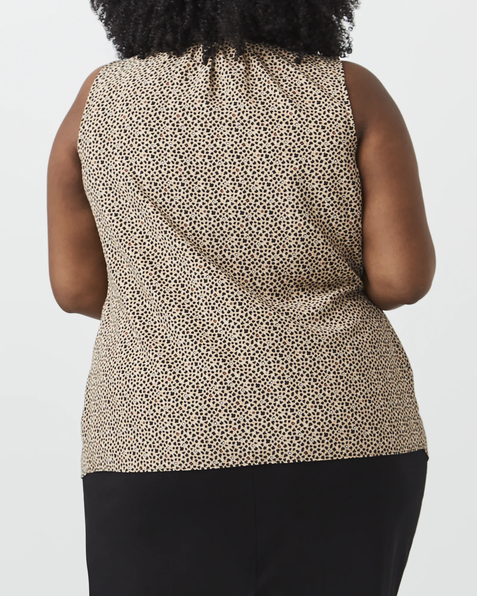 Angie Sleeveless Blouse | Tan / Black