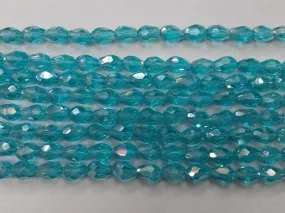 Aqua Blue Drop Crystal Glass Beads (Wholesale)