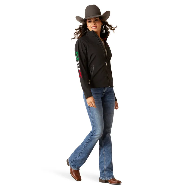 Ariat Women's Classic Team Softshell Brand Jacket, Black/Mexico