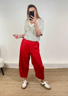 Aspen Jersey Barrel Pants in Red