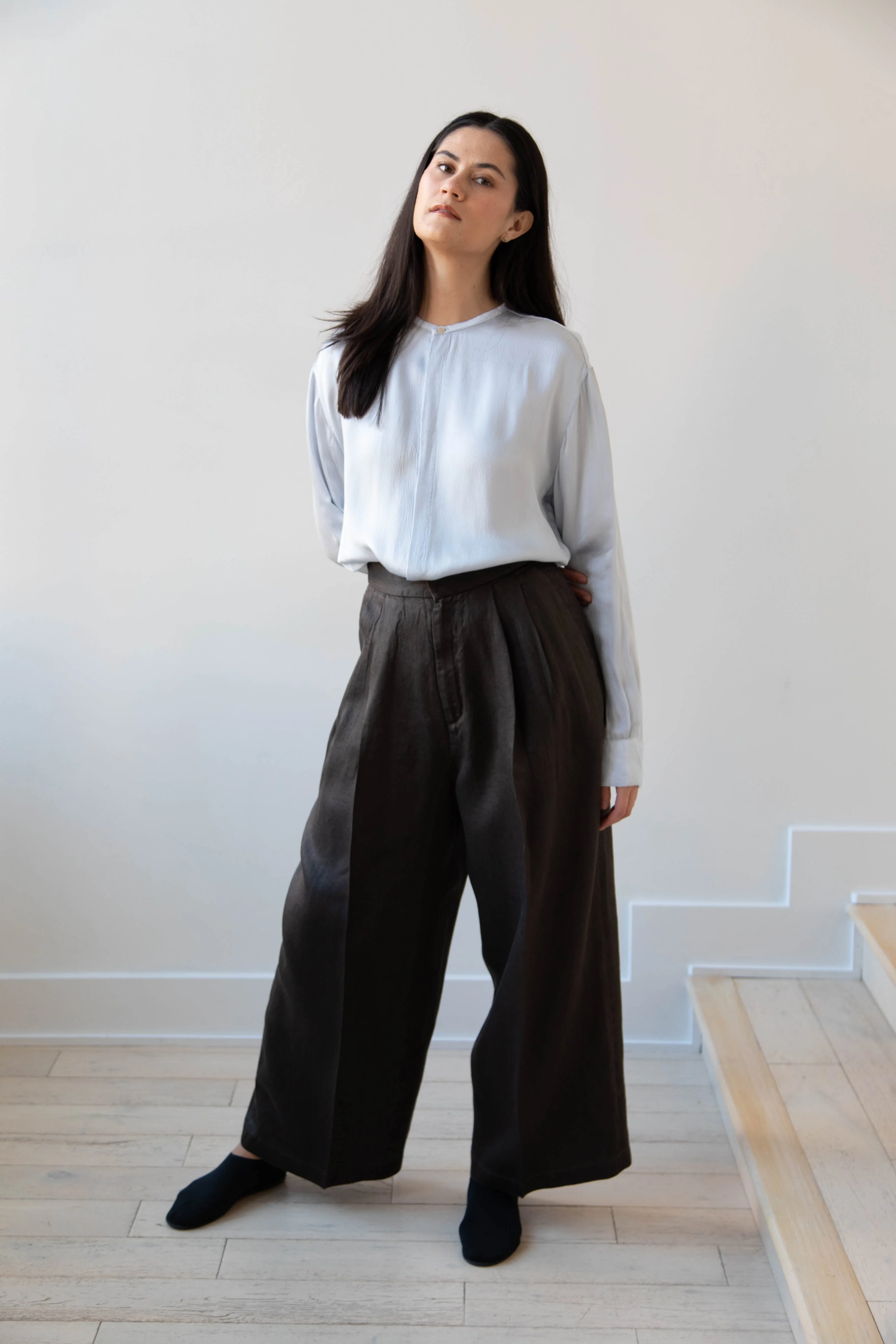 Aton | Garment Dyed Wide Leg Pants