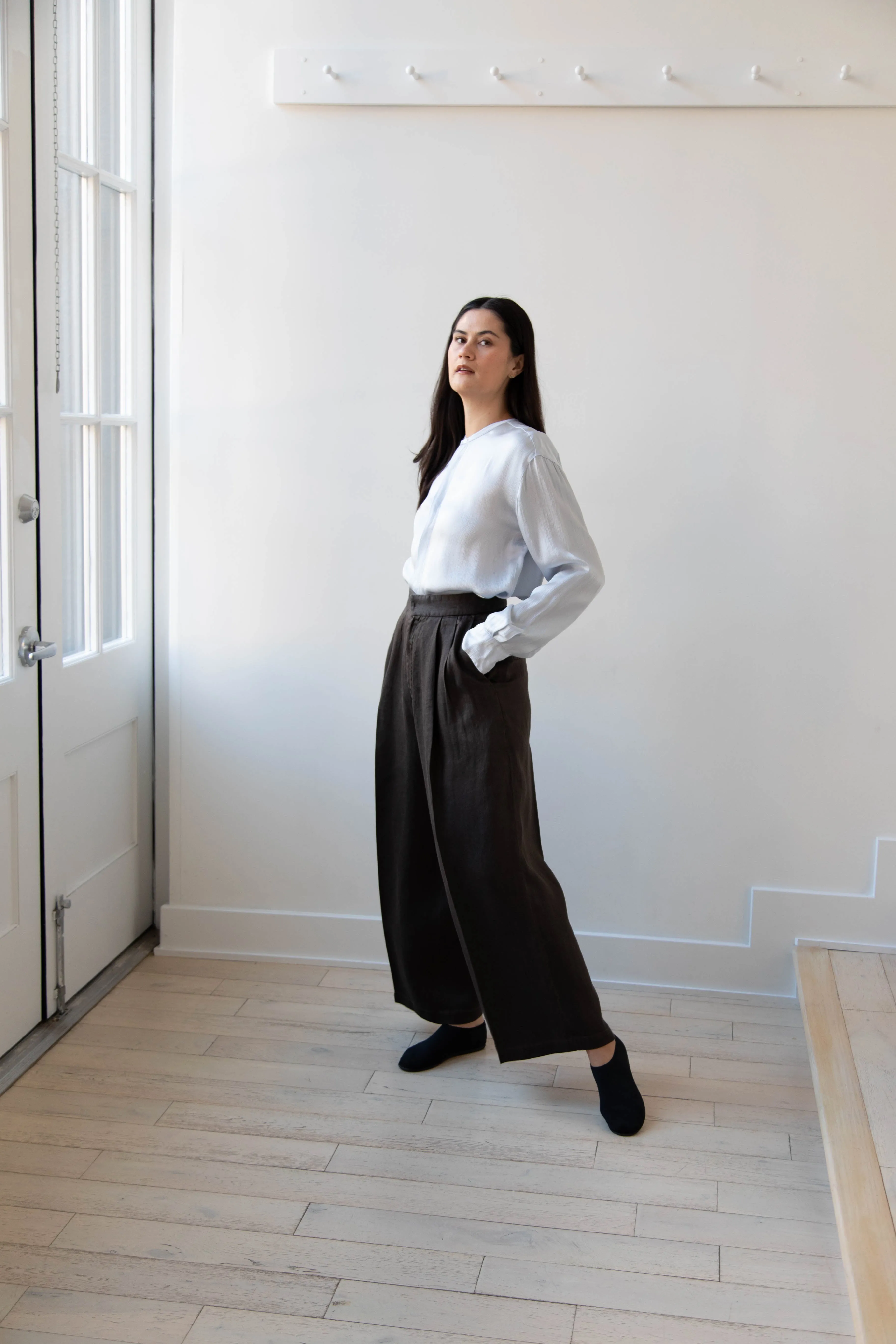 Aton | Garment Dyed Wide Leg Pants