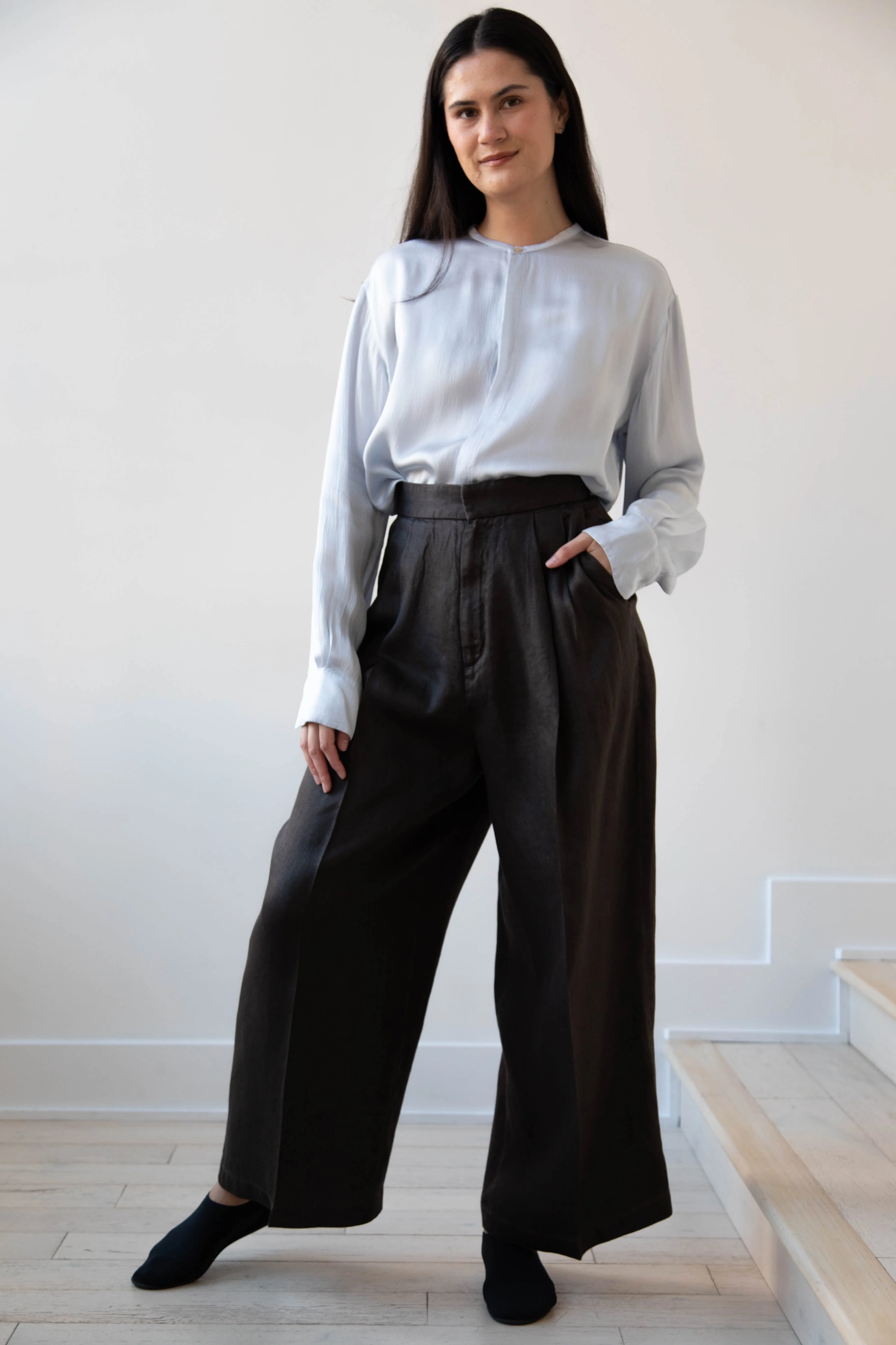 Aton | Garment Dyed Wide Leg Pants