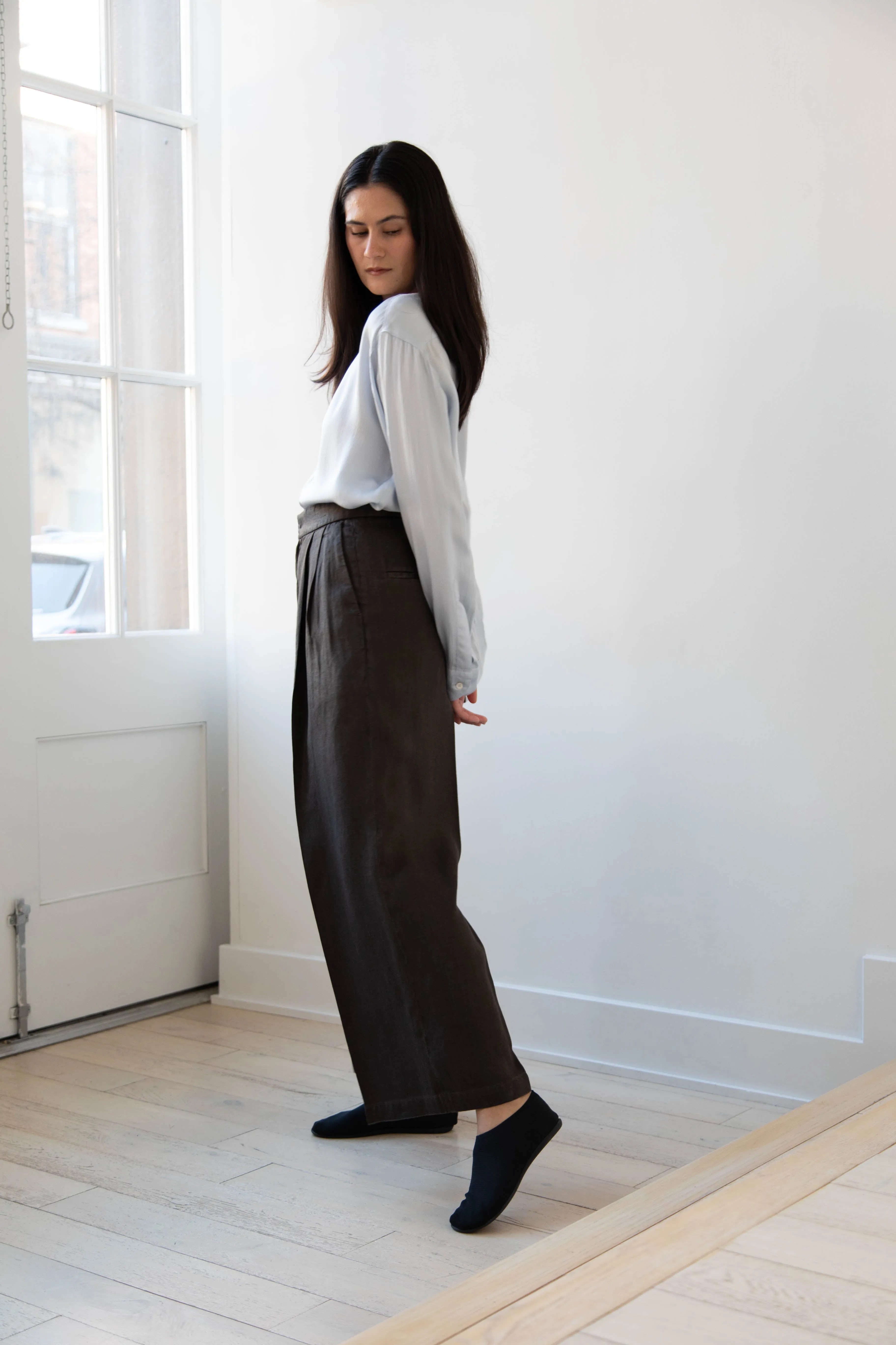 Aton | Garment Dyed Wide Leg Pants