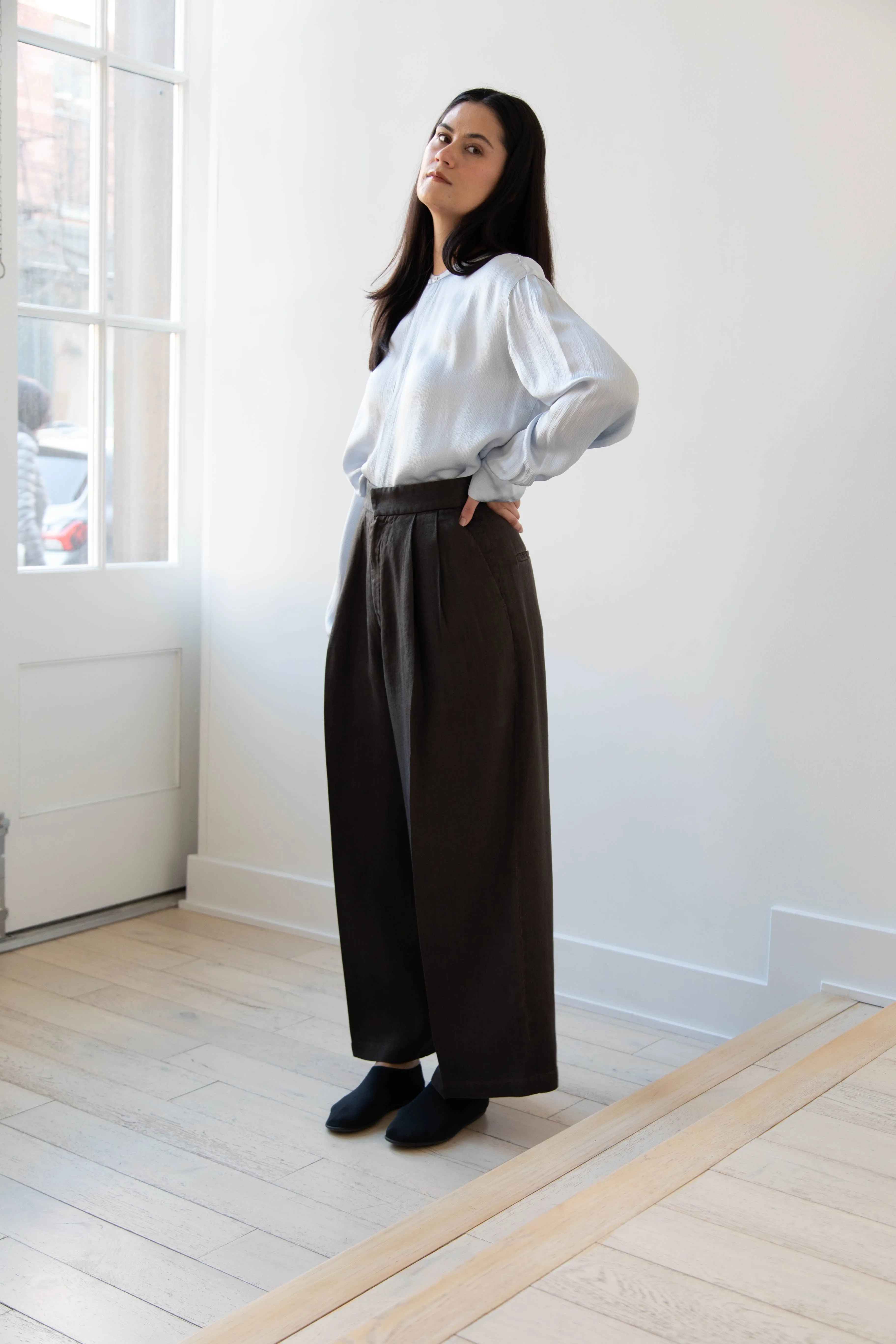 Aton | Garment Dyed Wide Leg Pants