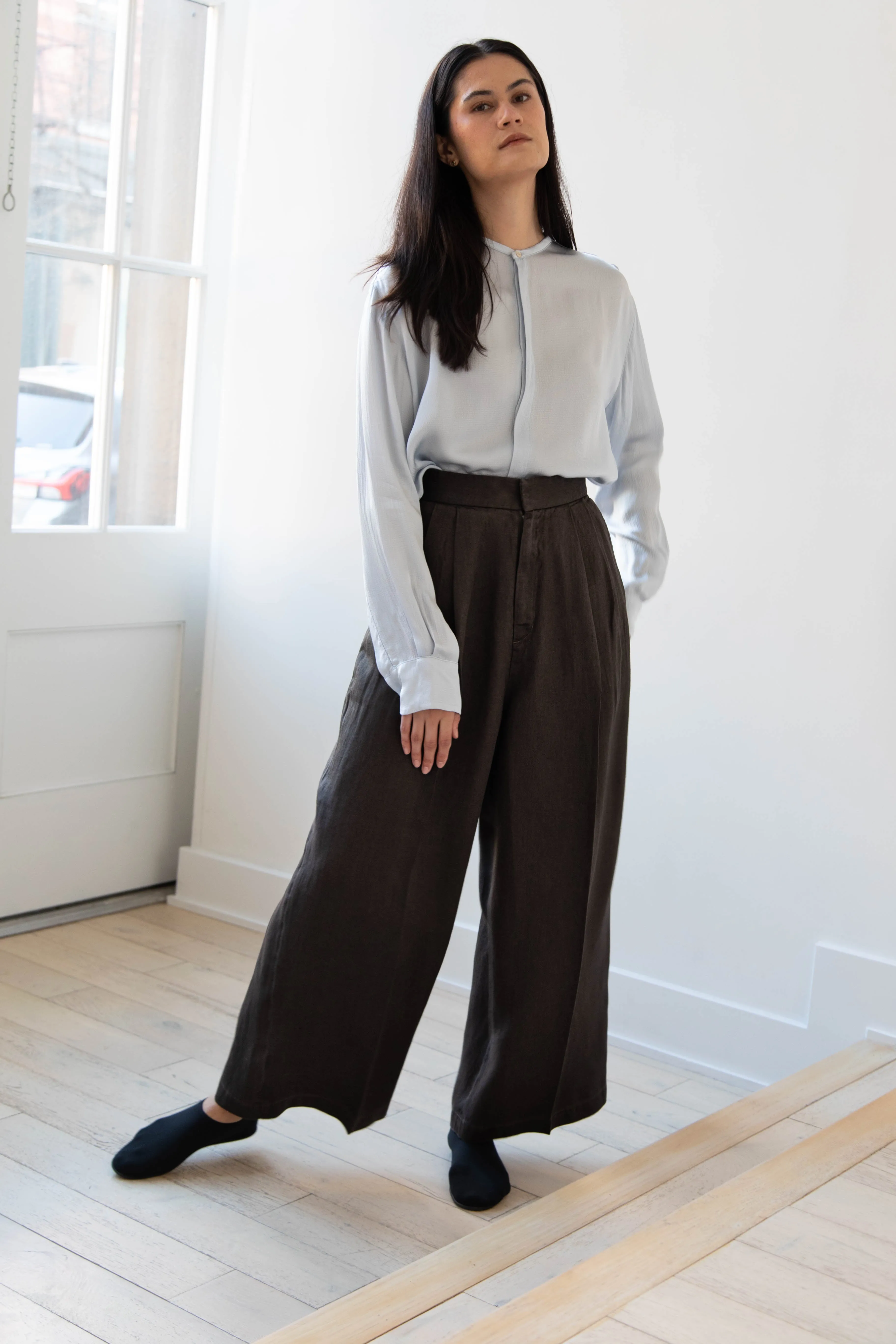 Aton | Garment Dyed Wide Leg Pants