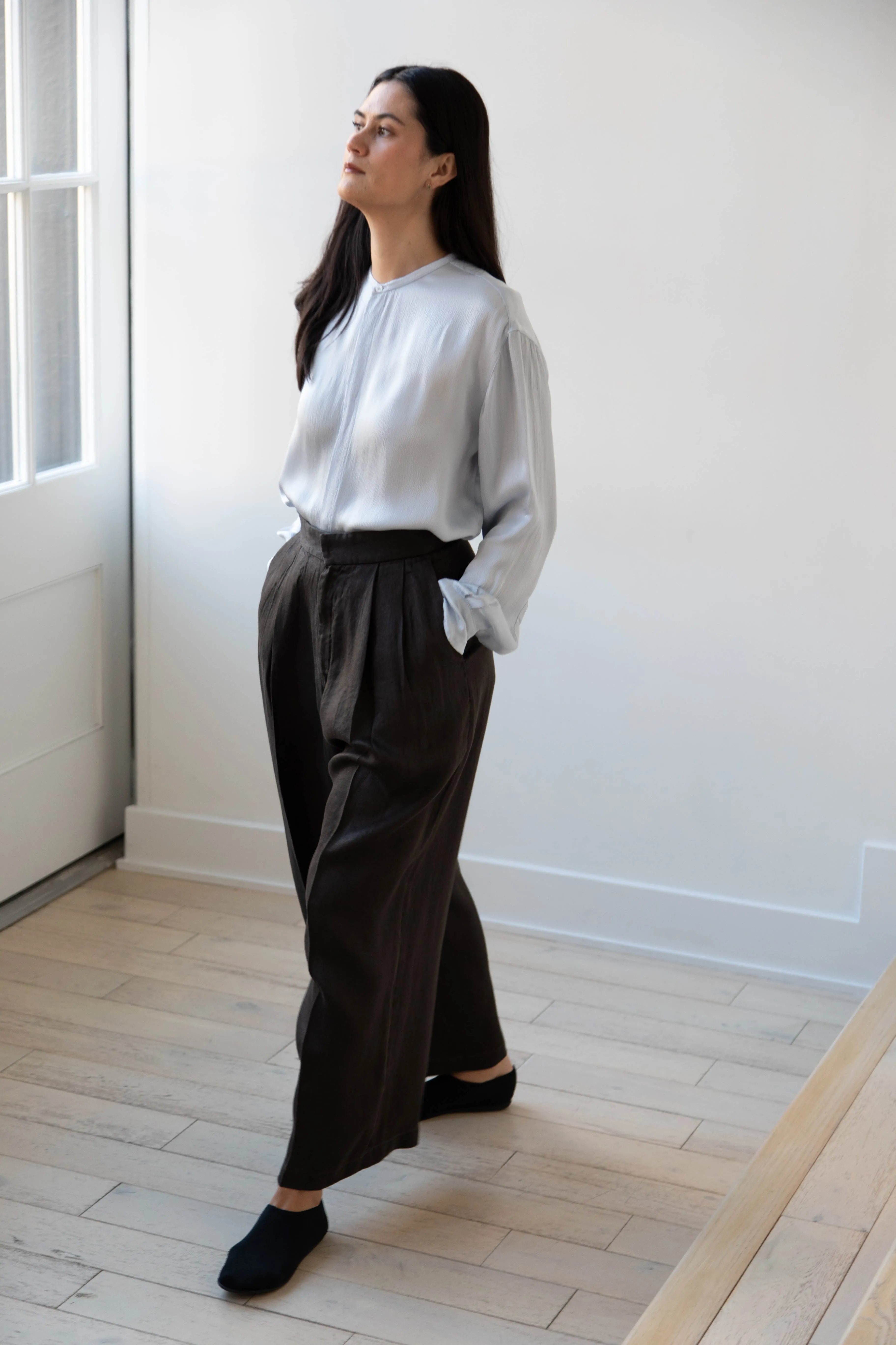 Aton | Garment Dyed Wide Leg Pants