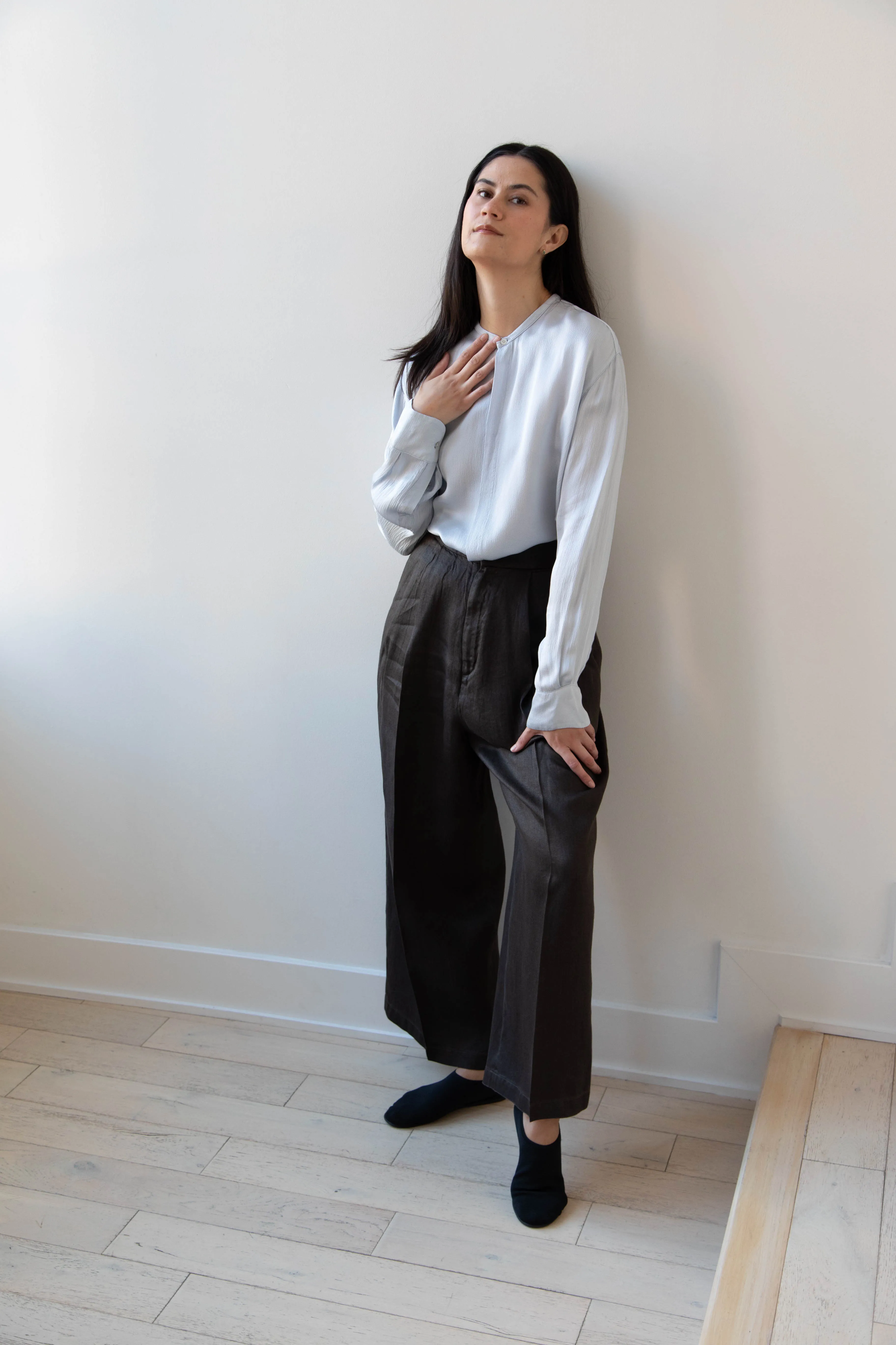 Aton | Garment Dyed Wide Leg Pants