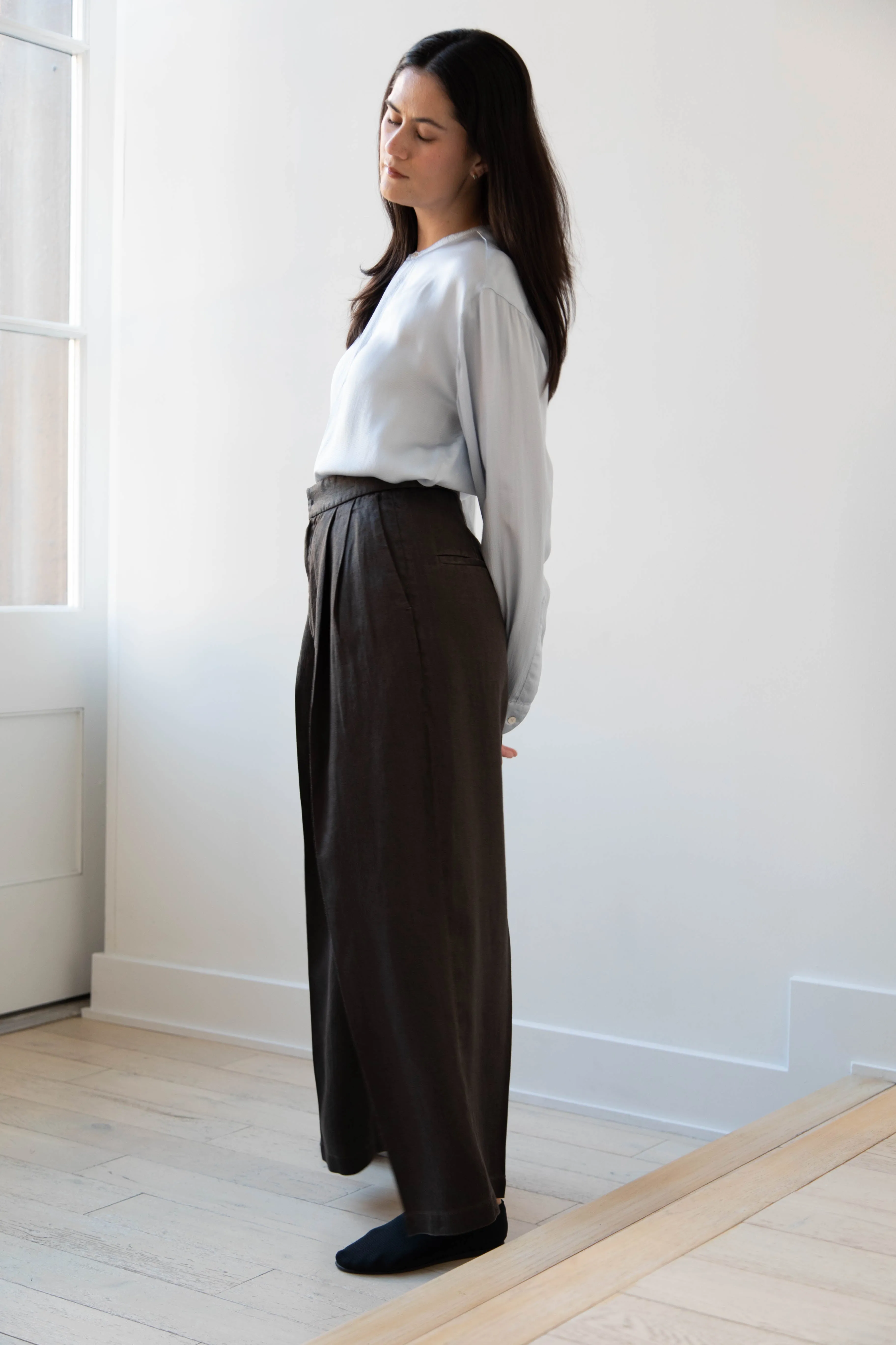 Aton | Garment Dyed Wide Leg Pants