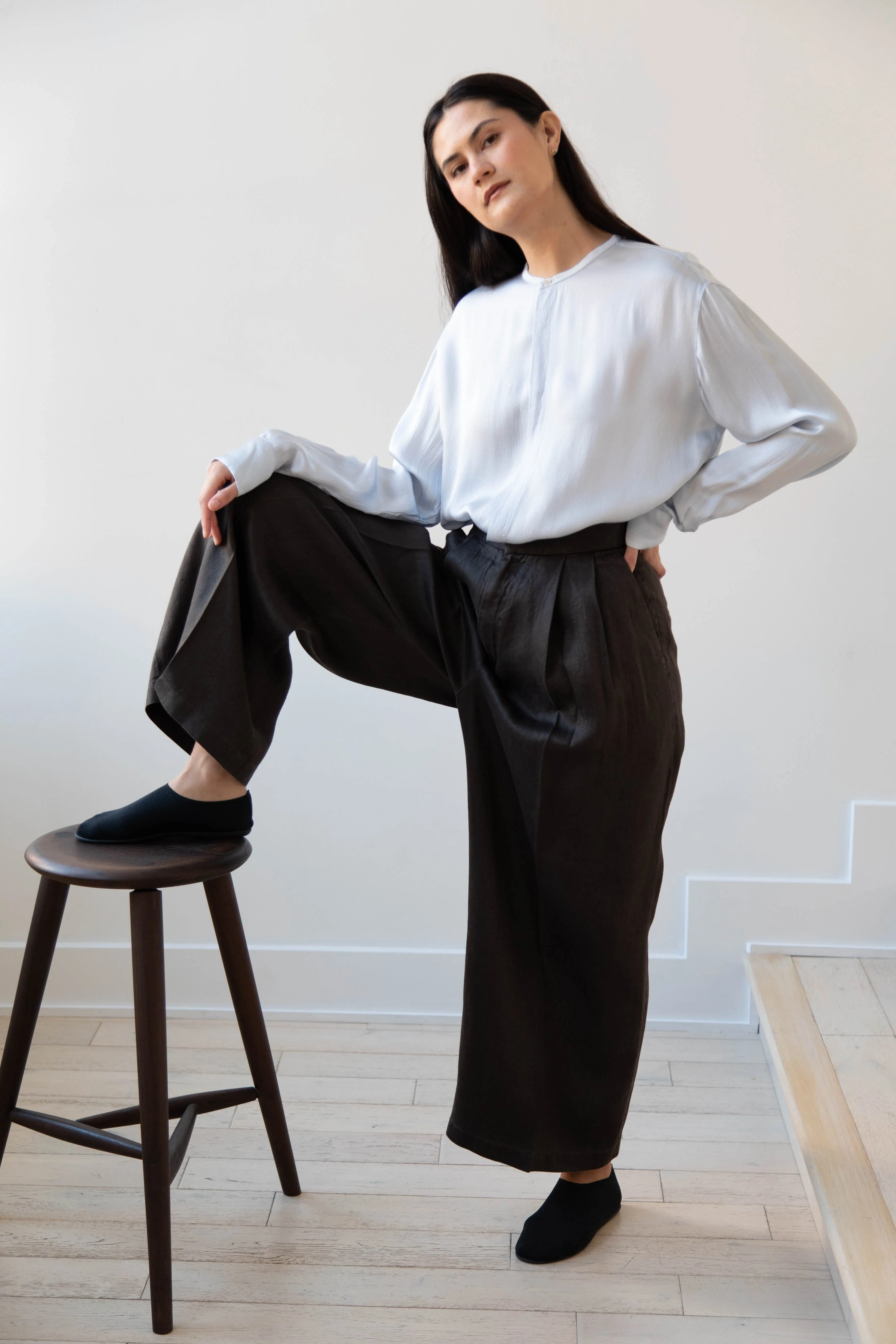 Aton | Garment Dyed Wide Leg Pants