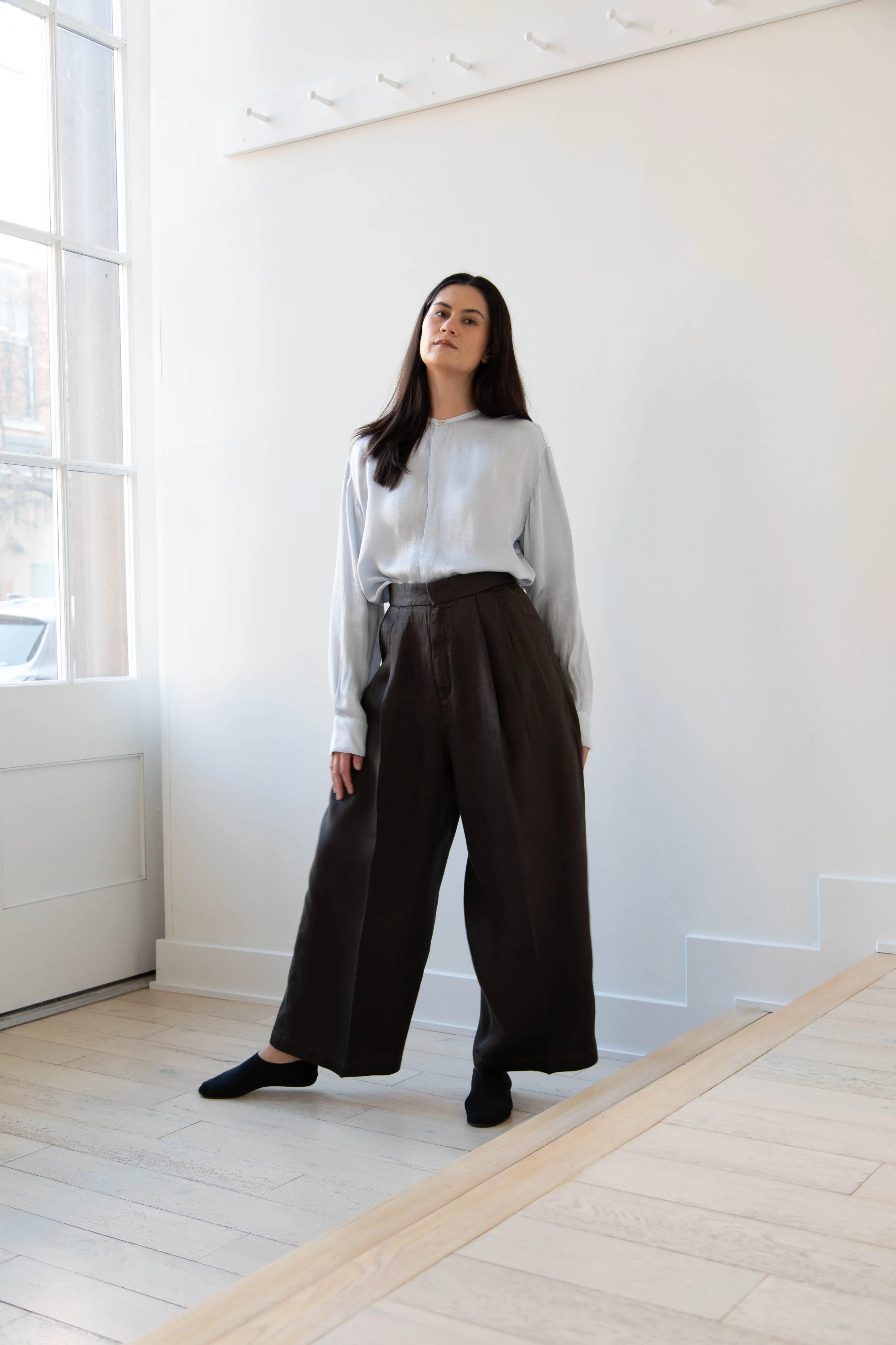 Aton | Garment Dyed Wide Leg Pants