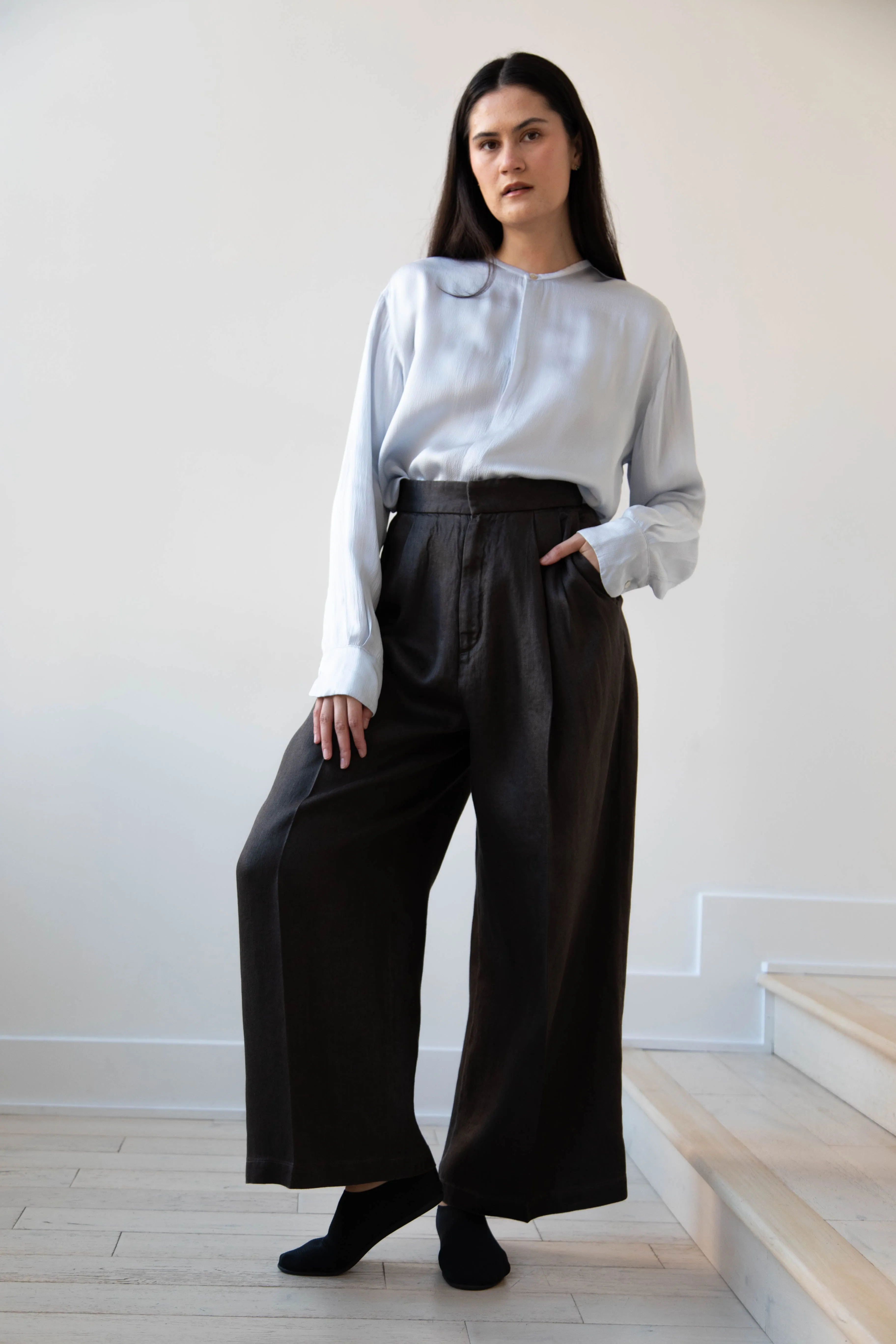 Aton | Garment Dyed Wide Leg Pants