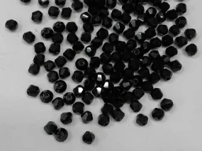 Black New Cut Crystal Glass Beads- 4 mm (Wholesale)