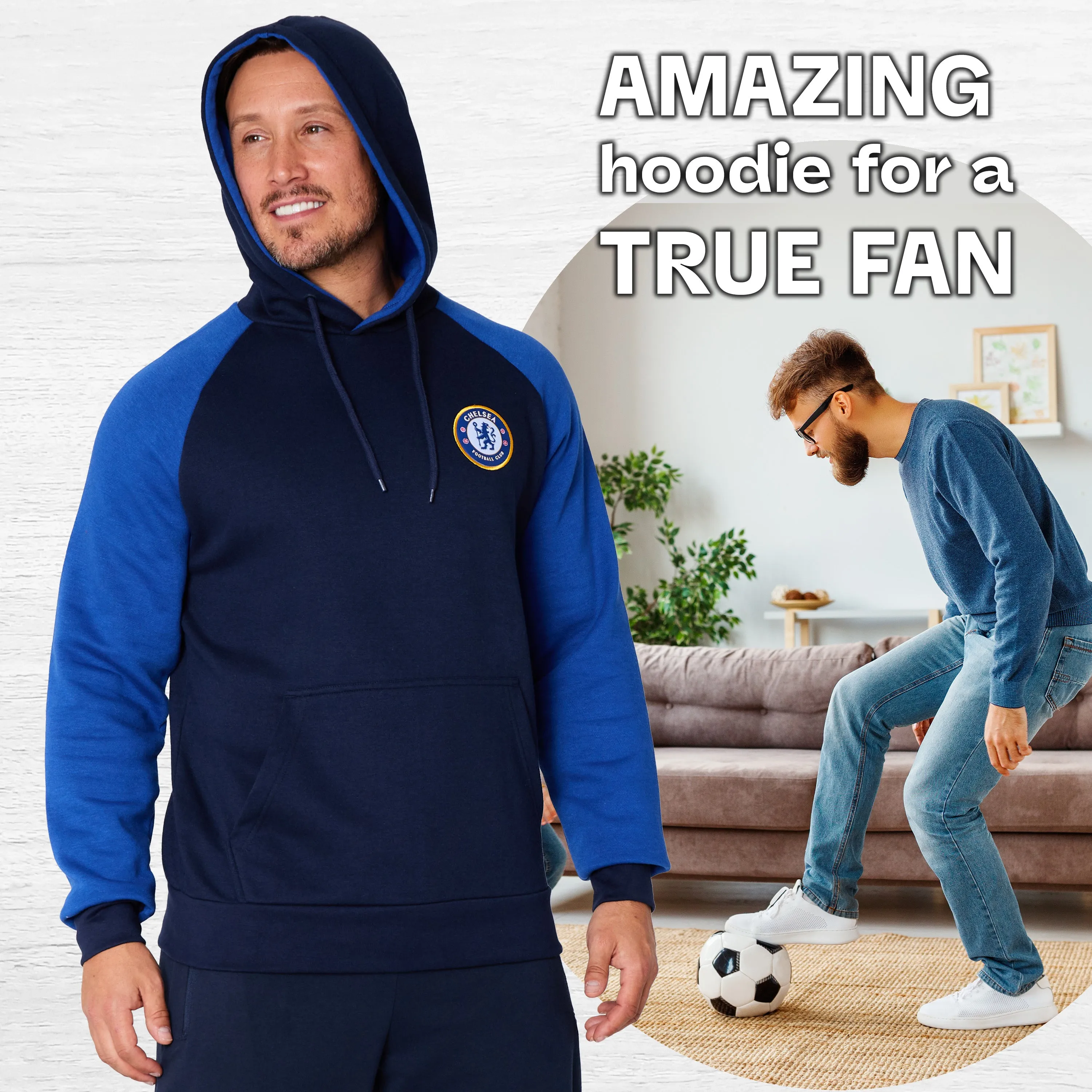 Chelsea F.C. Mens Hoodie with Kangaroo Pocket