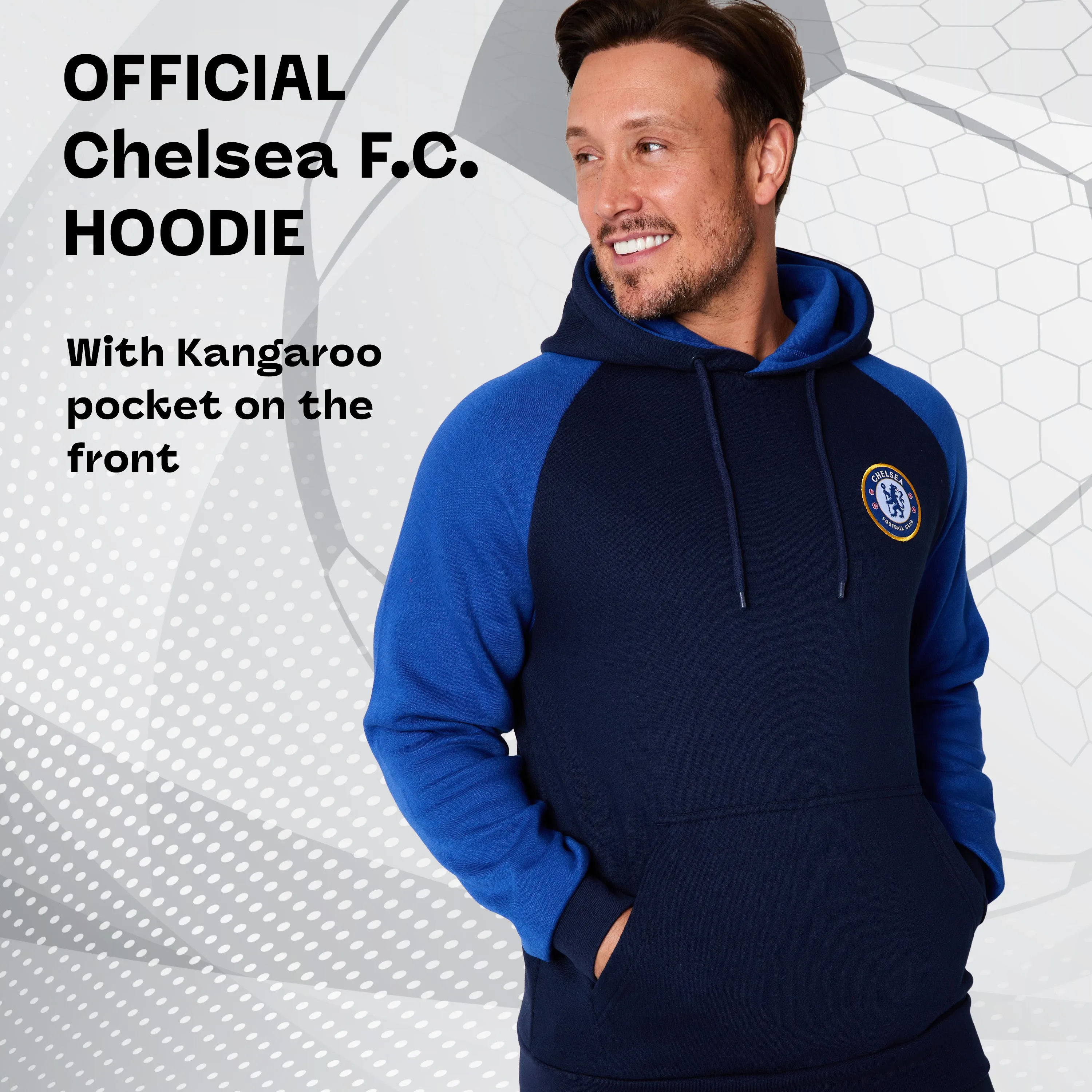 Chelsea F.C. Mens Hoodie with Kangaroo Pocket