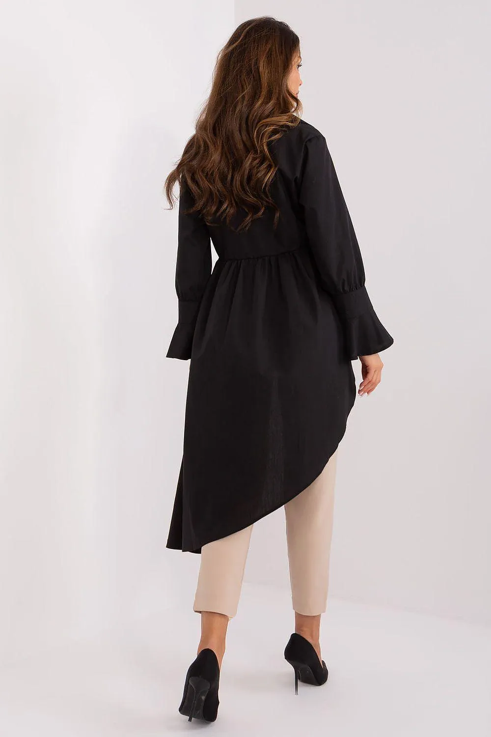 Chic Asymmetrical Hem Frill Sleeve Top