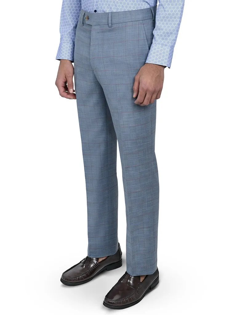 Construct Blue Mini Windowpane Suit Pant