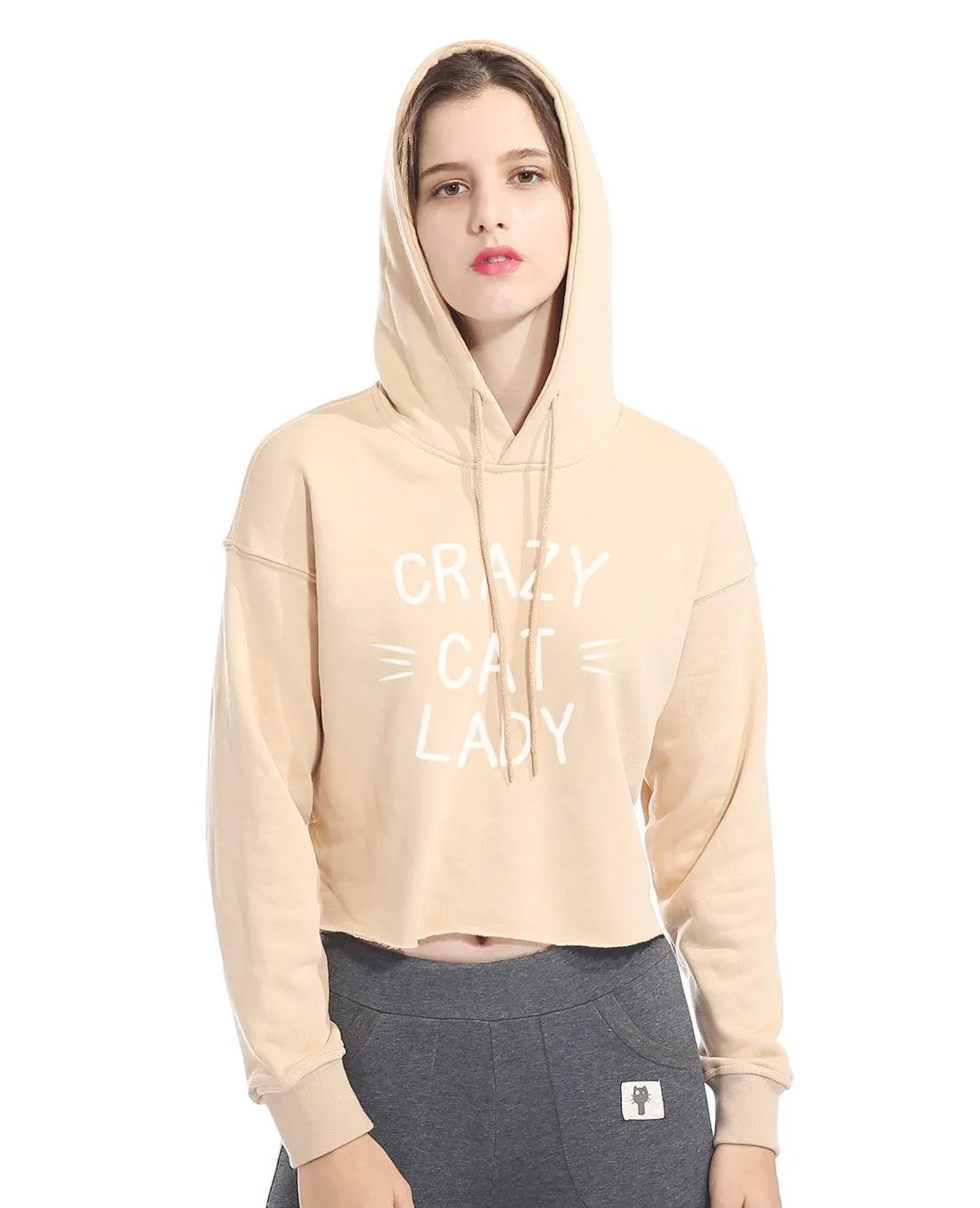 CROPPED CRAZY CAT LADY HOODIE