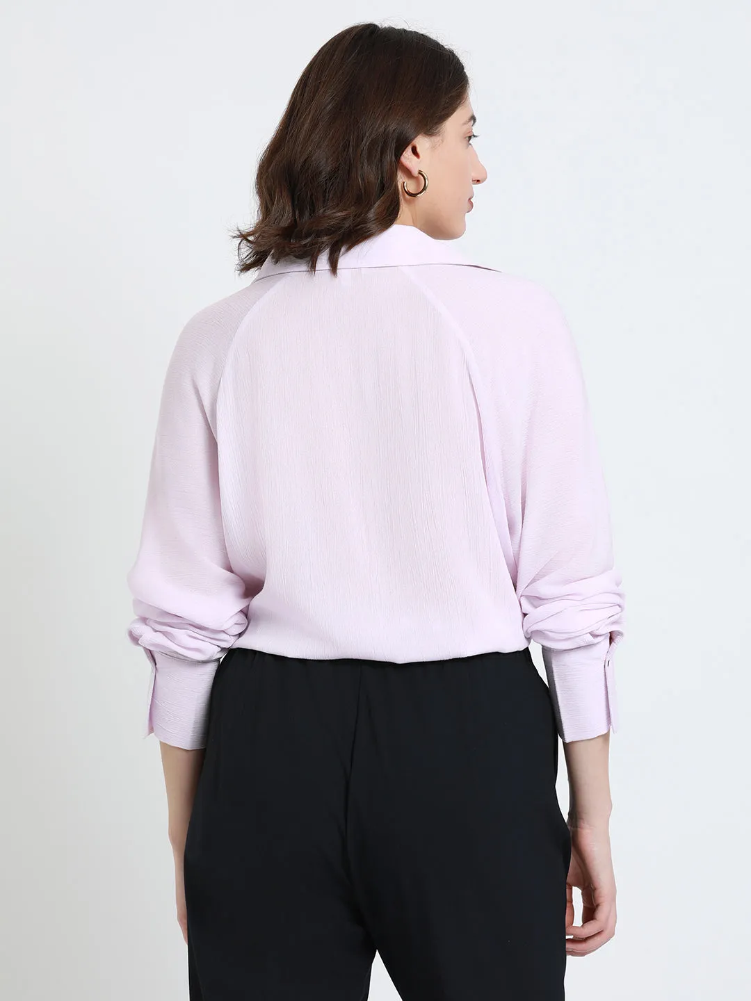 DL Woman Shirt Collar Relaxed Fit Solid Lavender Shirt