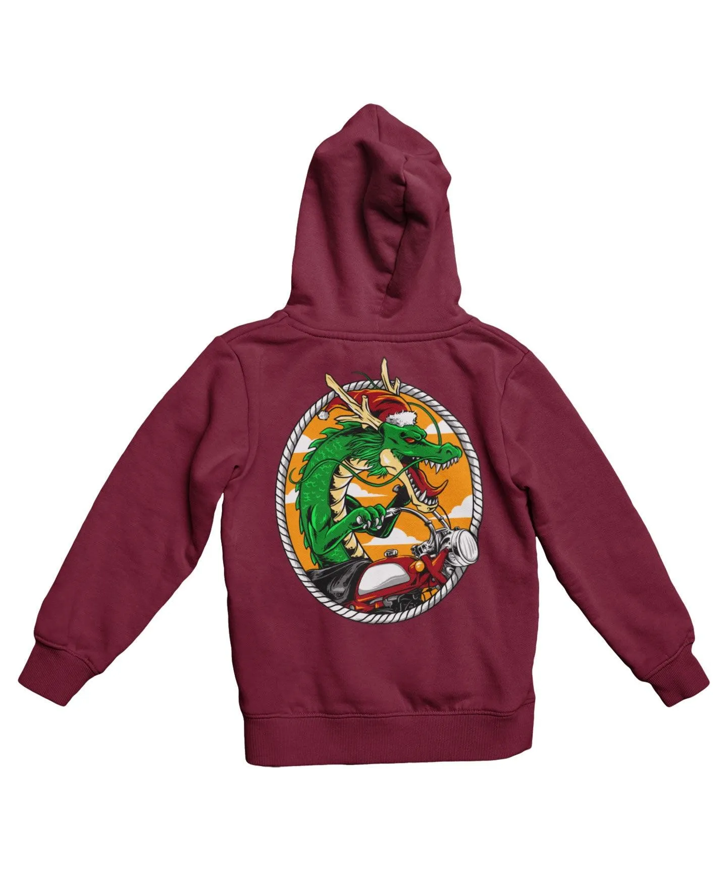 Dragon Rider Santa Back Printed Christmas Hoodie