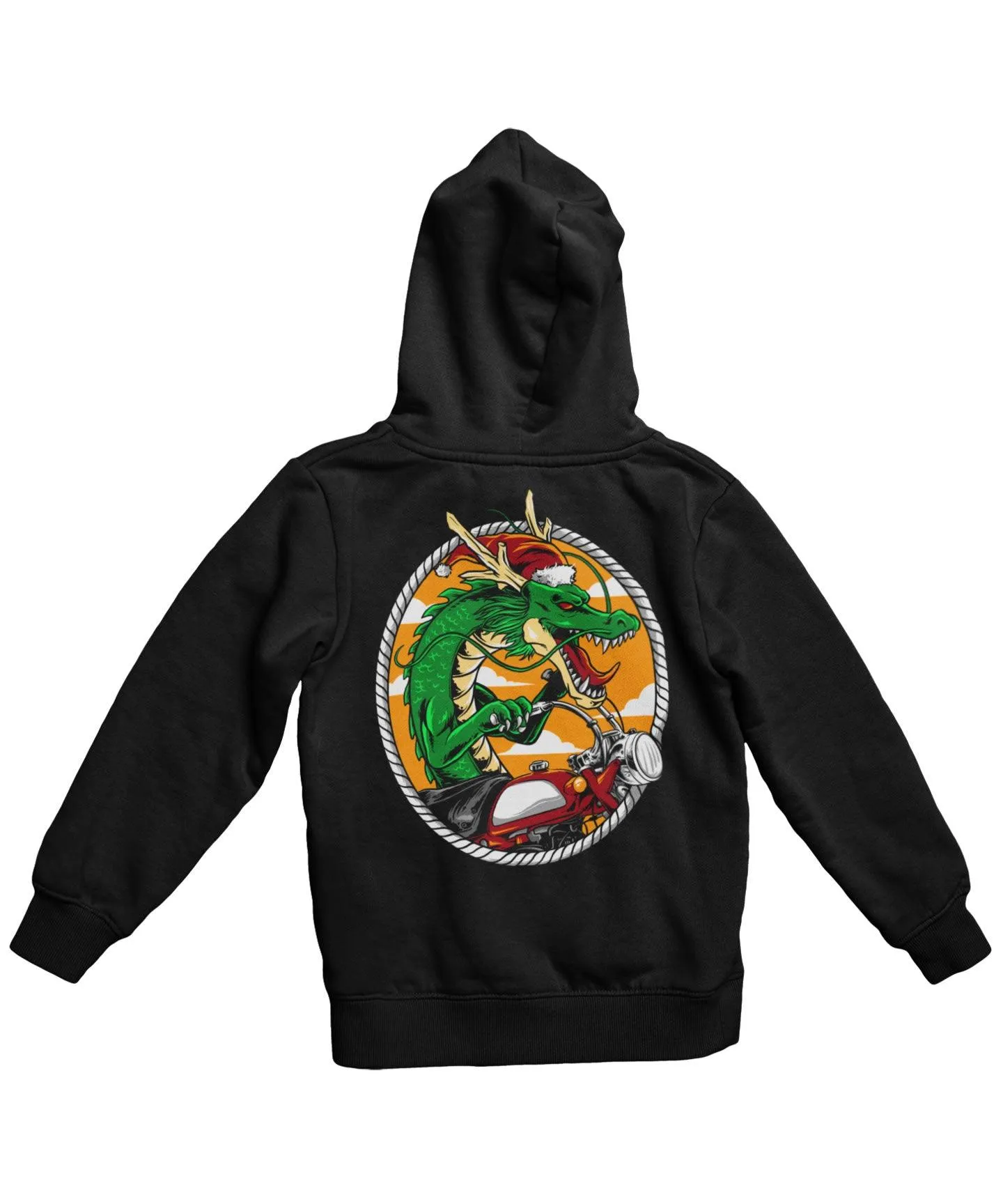 Dragon Rider Santa Back Printed Christmas Hoodie