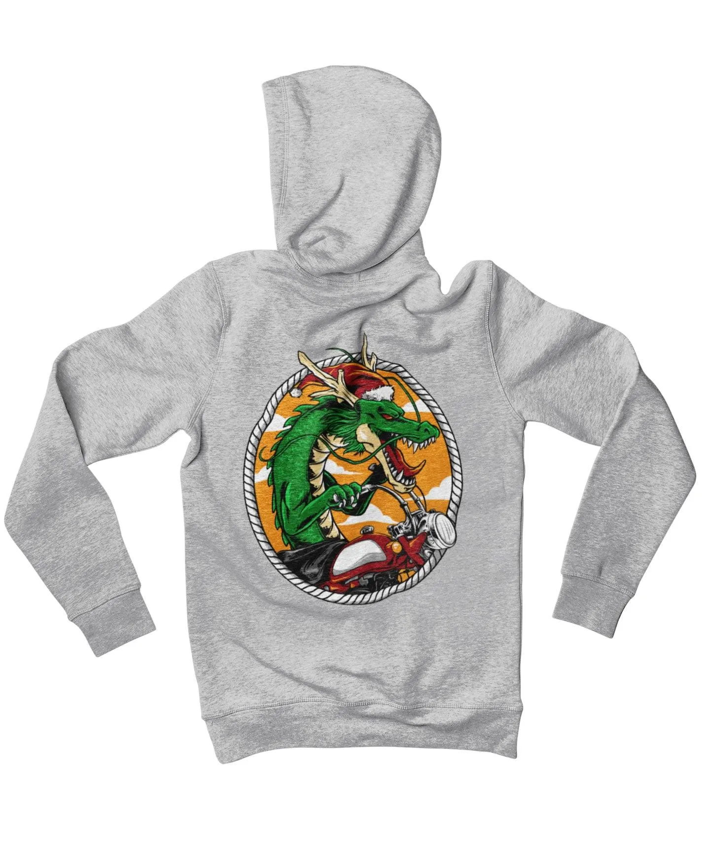 Dragon Rider Santa Back Printed Christmas Hoodie