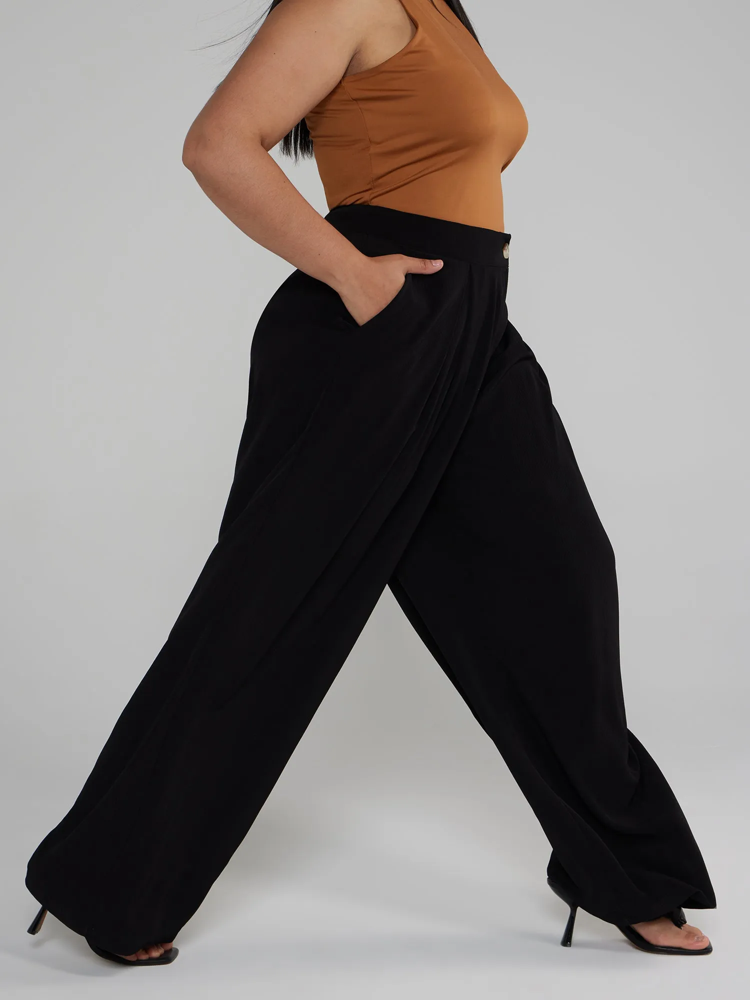 Fashion To Figure - Wide Leg Pleated Pants