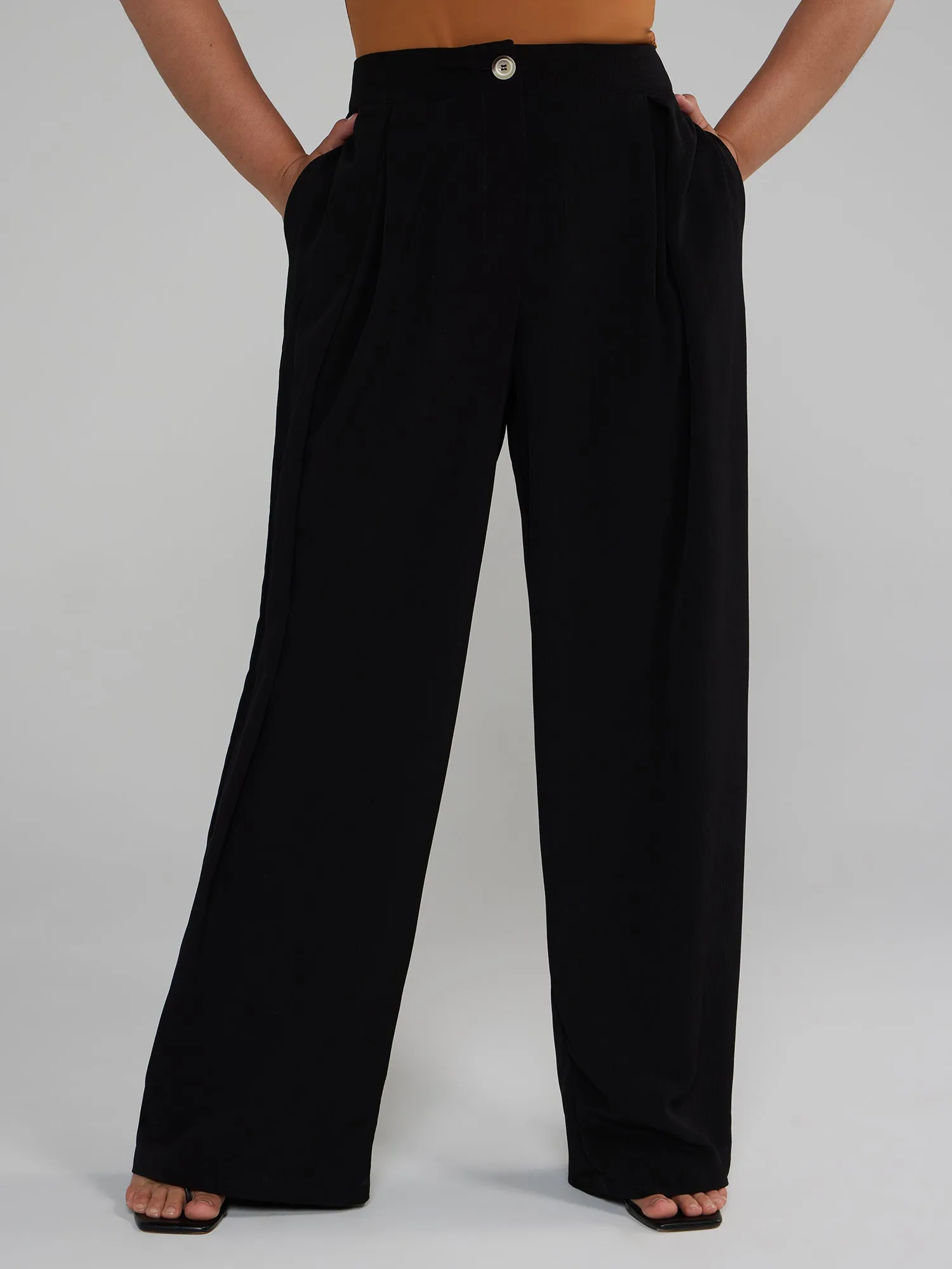 Fashion To Figure - Wide Leg Pleated Pants