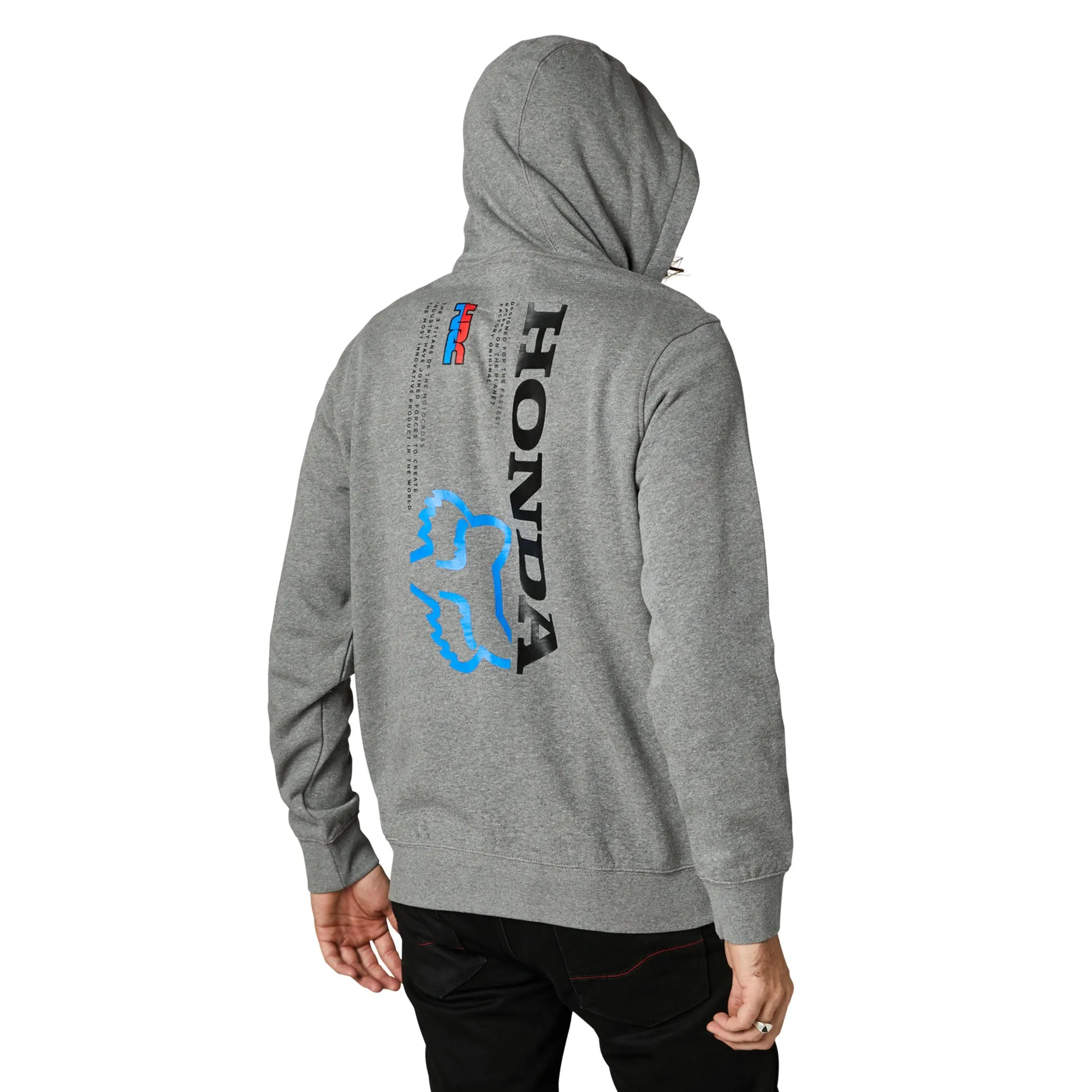 Fox Racing  Mens Heather Graphite Honda Zip Fleece Hoodie Comfy Casual Sweatshirt