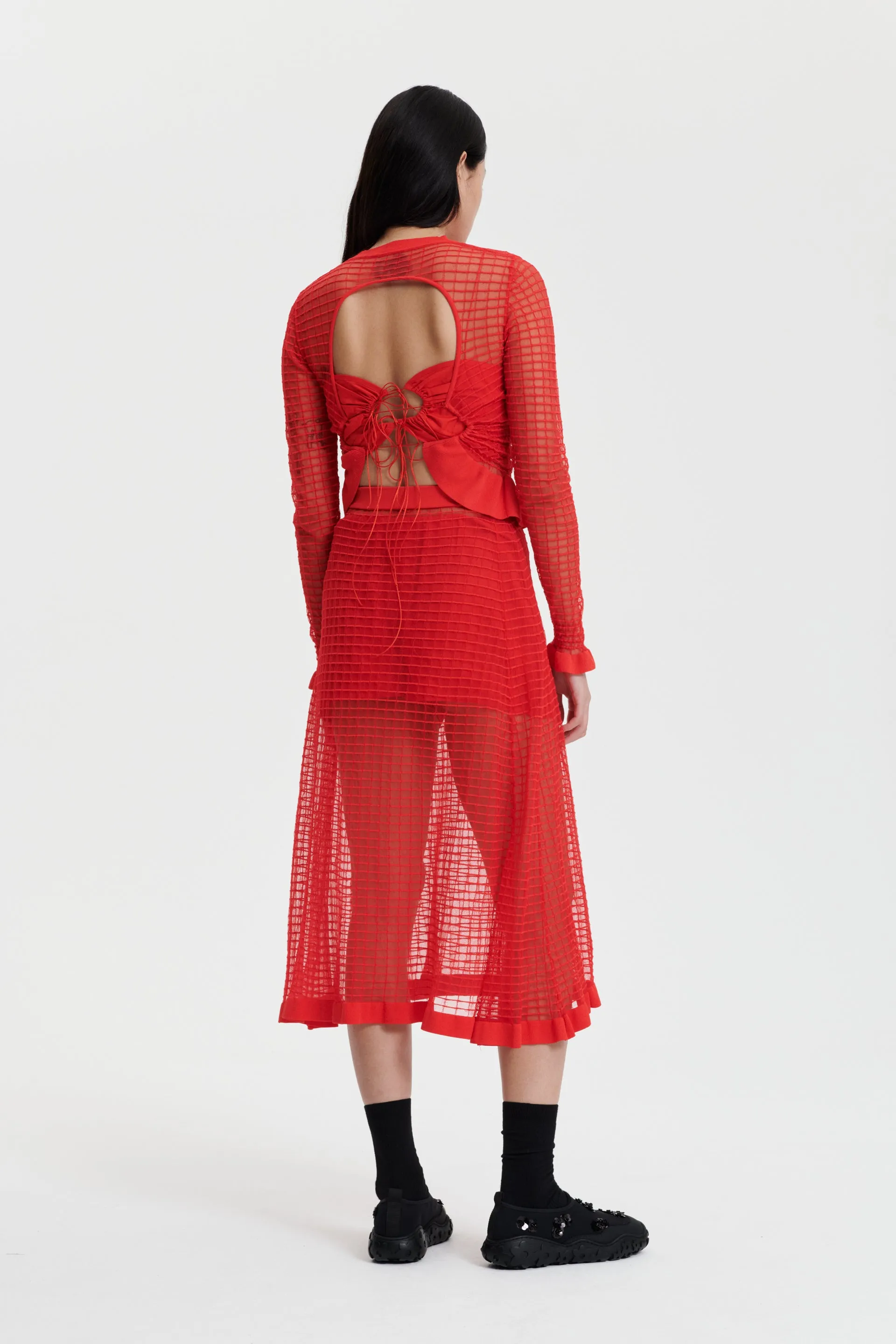 GRO | TOP MATISSE SHEER GRID RED