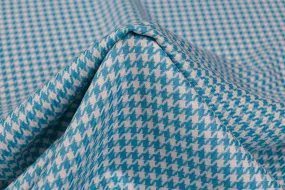 Houndstooth Italian Wool Suiting - Blue / White