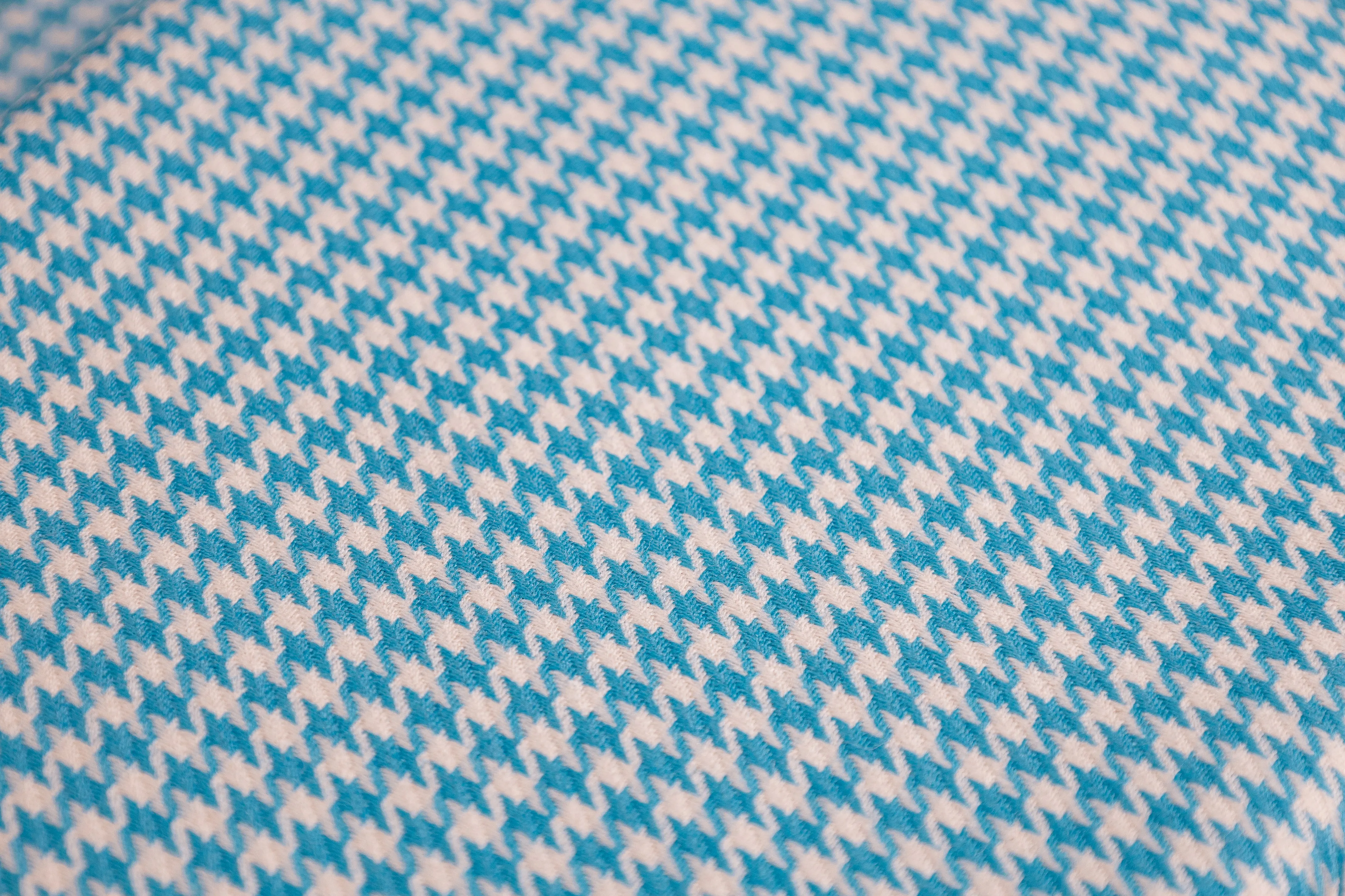 Houndstooth Italian Wool Suiting - Blue / White