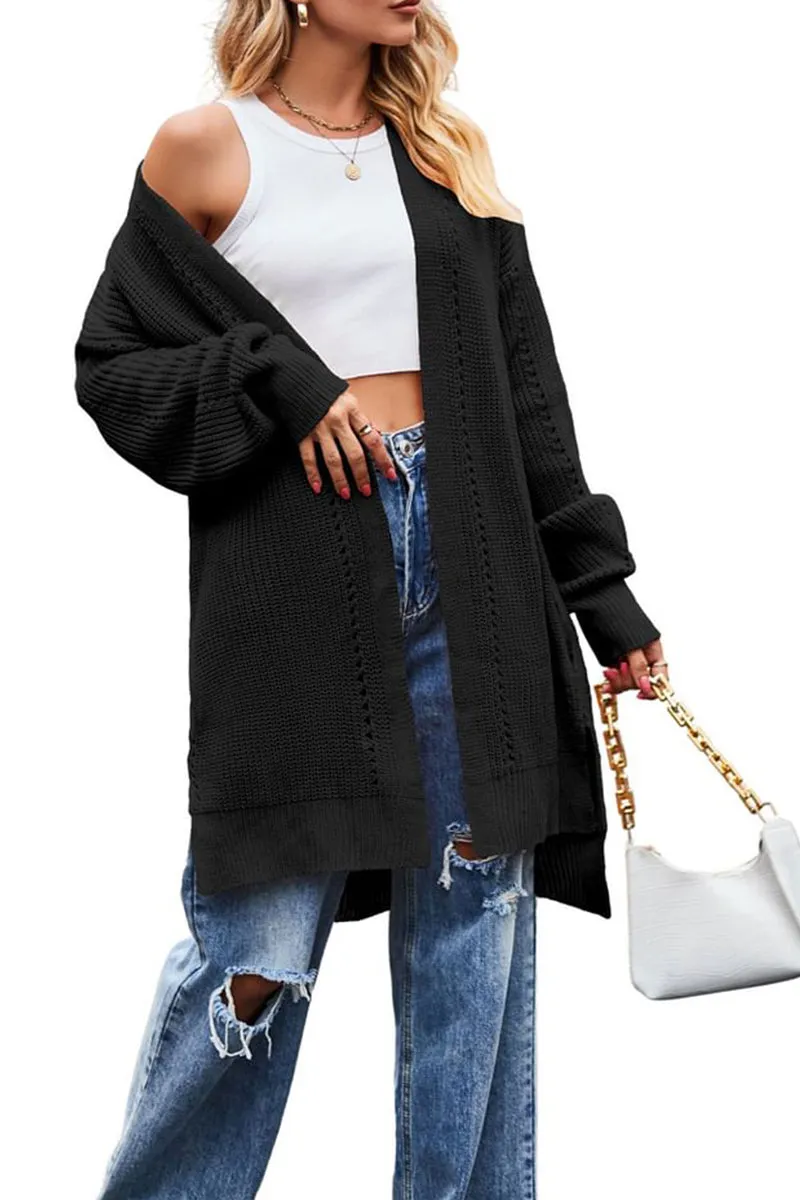 HWS1233 Casual Open-Front Long Cardigan