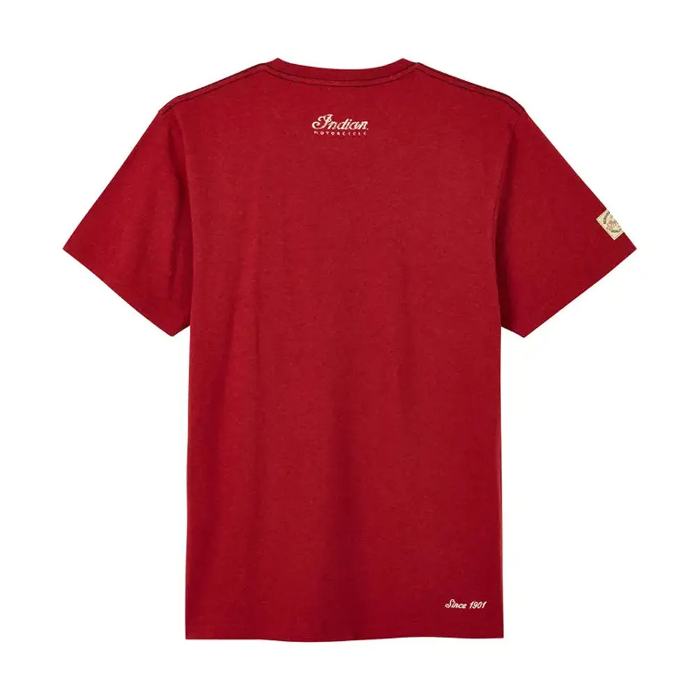 Indian Motorcycle  Mens Red Marl Script Logo T-Shirt Tee Lightweight Comfy Red