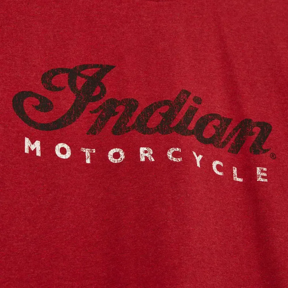 Indian Motorcycle  Mens Red Marl Script Logo T-Shirt Tee Lightweight Comfy Red