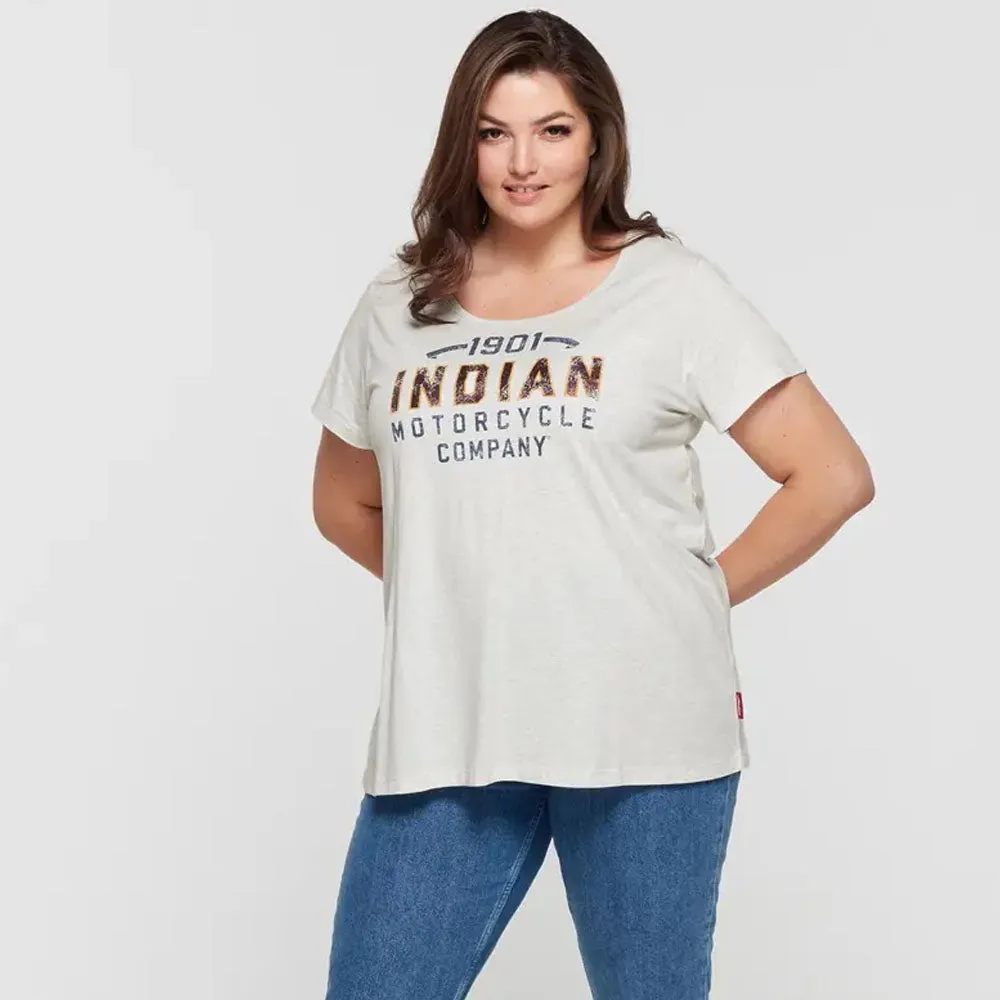 Indian Motorcycle  Womens 1901 IMC Glitter T-Shirt Tee Lightweight Comfy Grey