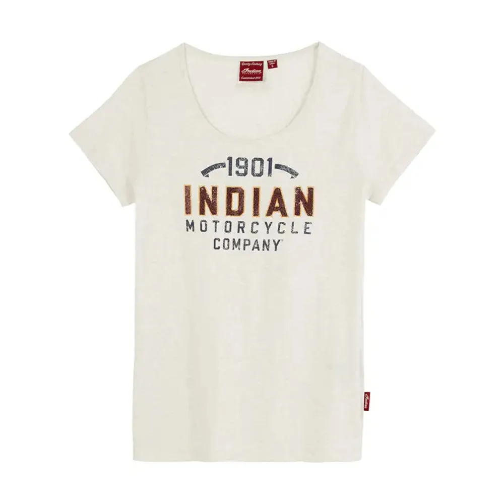 Indian Motorcycle  Womens 1901 IMC Glitter T-Shirt Tee Lightweight Comfy Grey