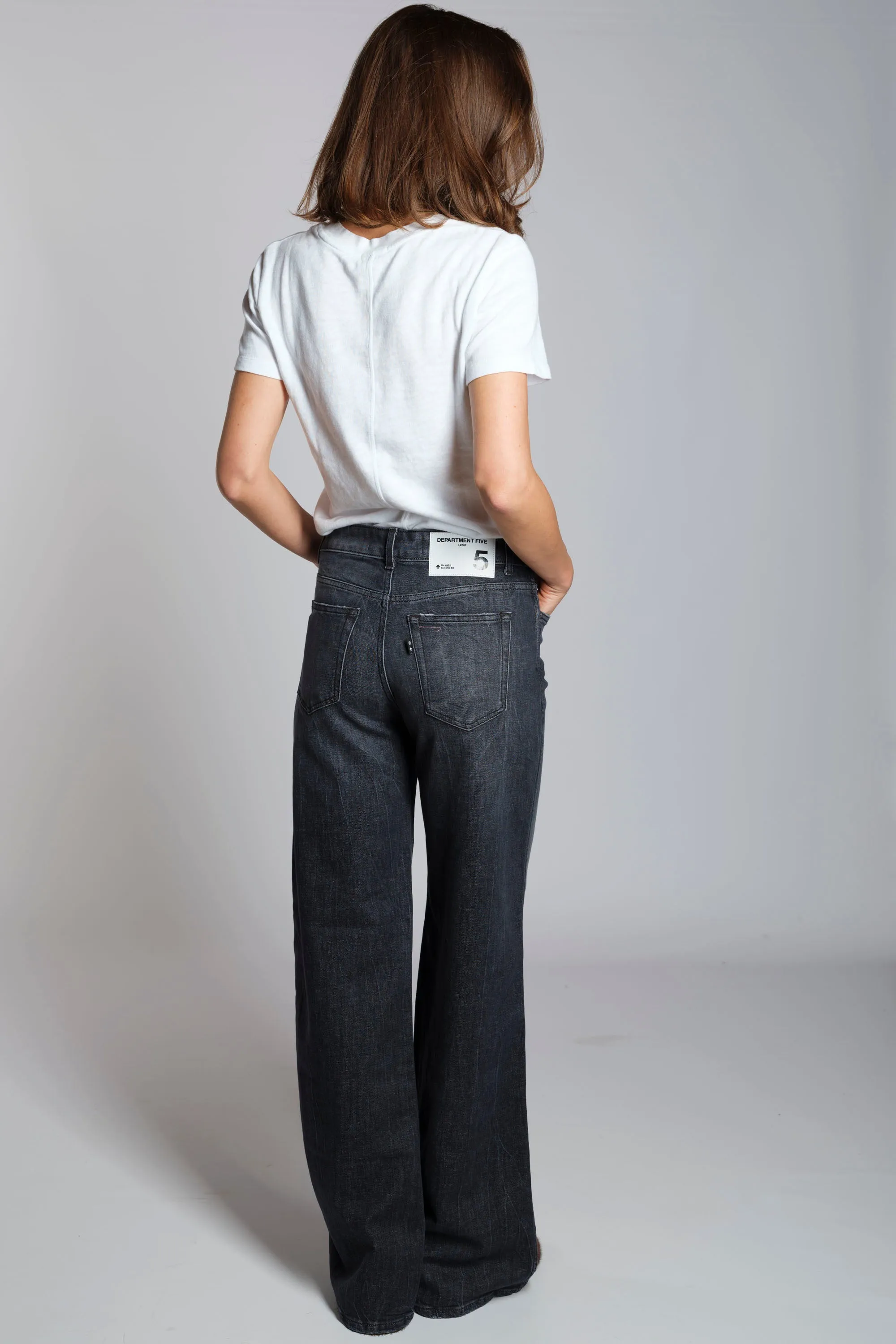 Jeans palazzo denim stretch grigio scuro