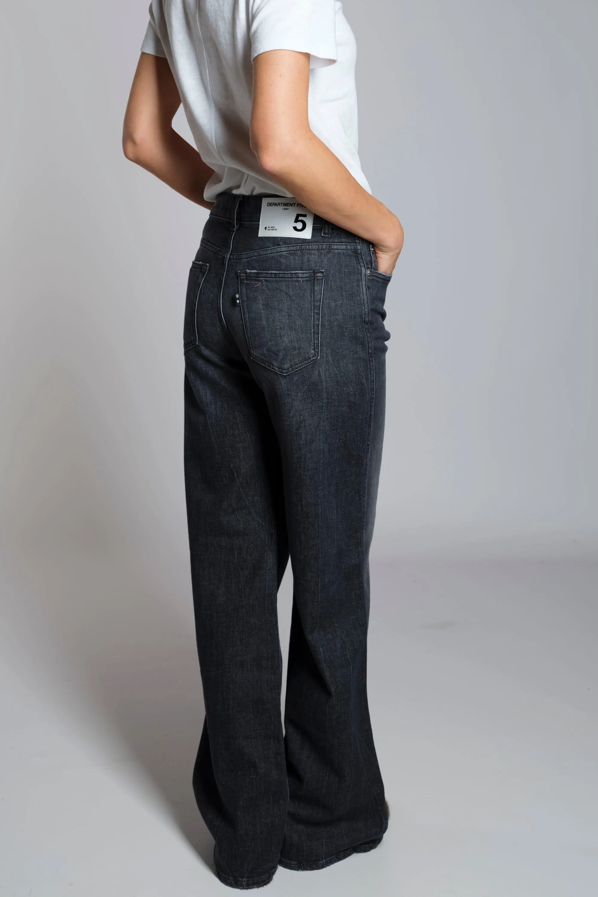 Jeans palazzo denim stretch grigio scuro