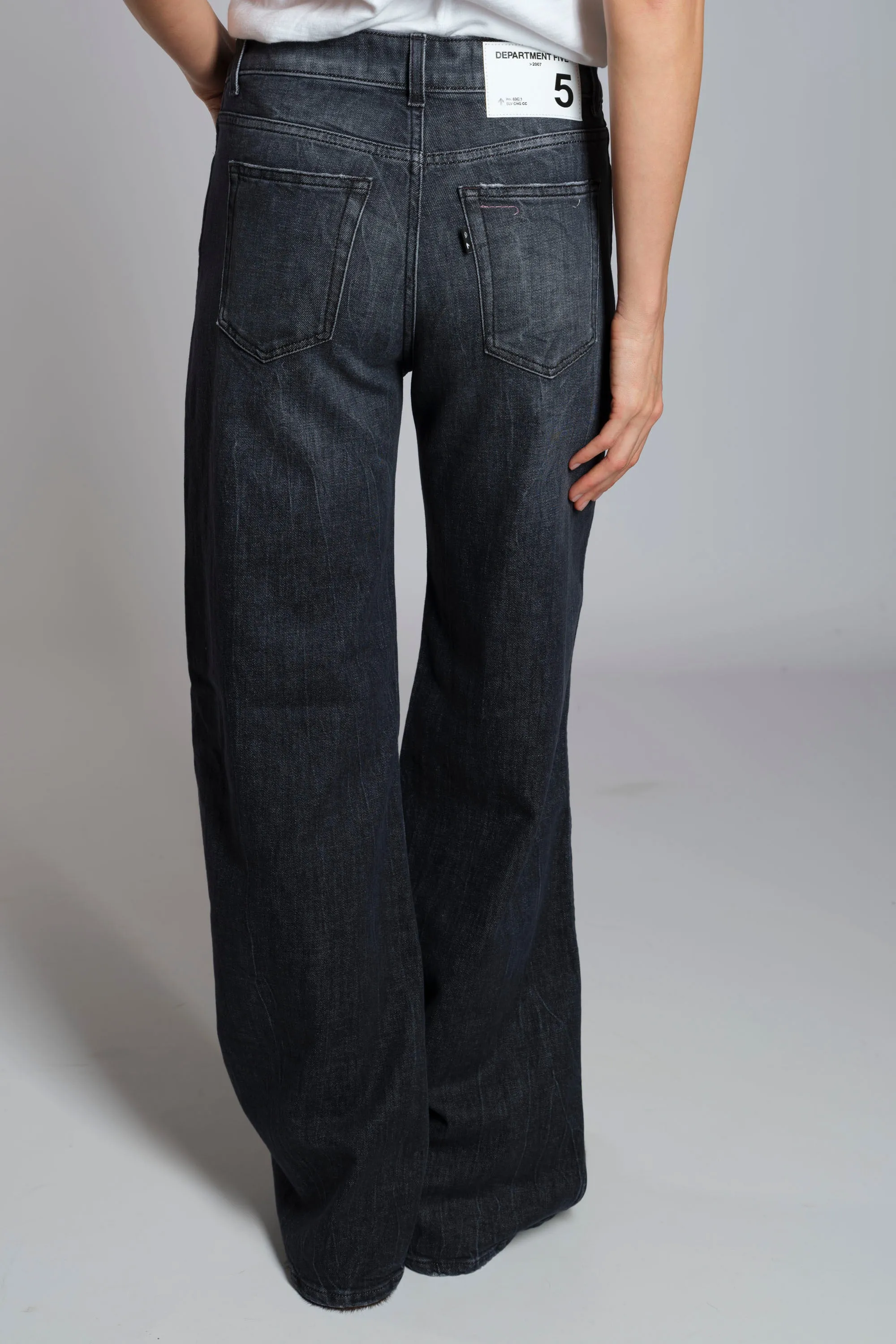 Jeans palazzo denim stretch grigio scuro