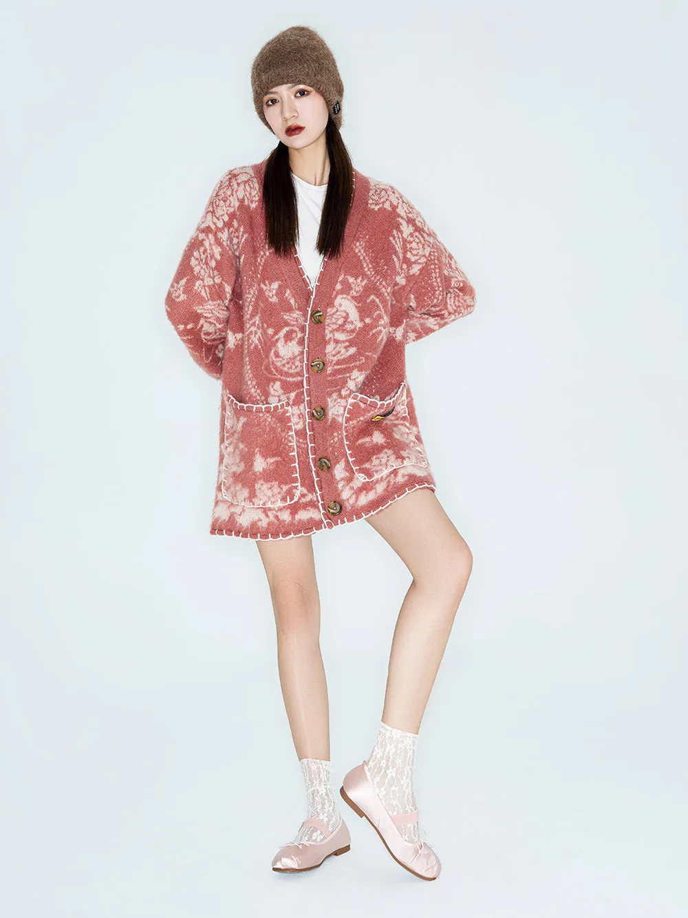 MUKZIN Linglong "Mandarin Duck" New Chinese-style Wool Oversized Cardigan