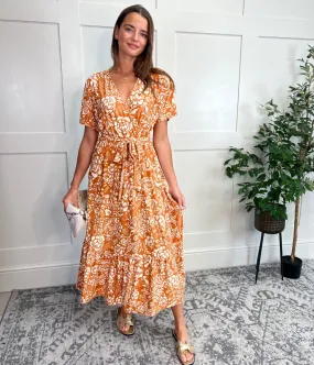 Orange Sophia Midi Dress