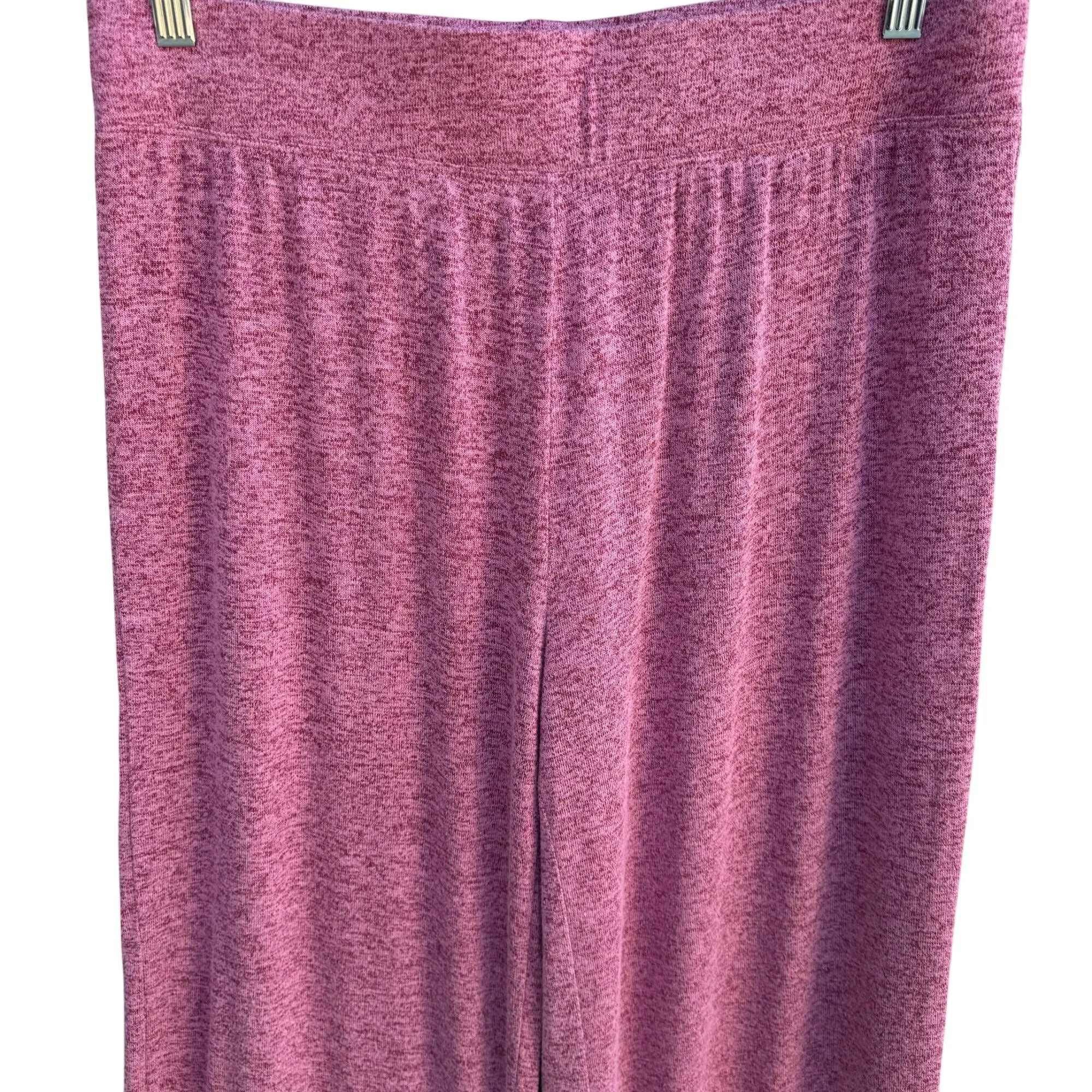 Pip & Vine Rosie Pope Womens Wide Leg Cozy Pink High Rise Knit Lounge Pants Med