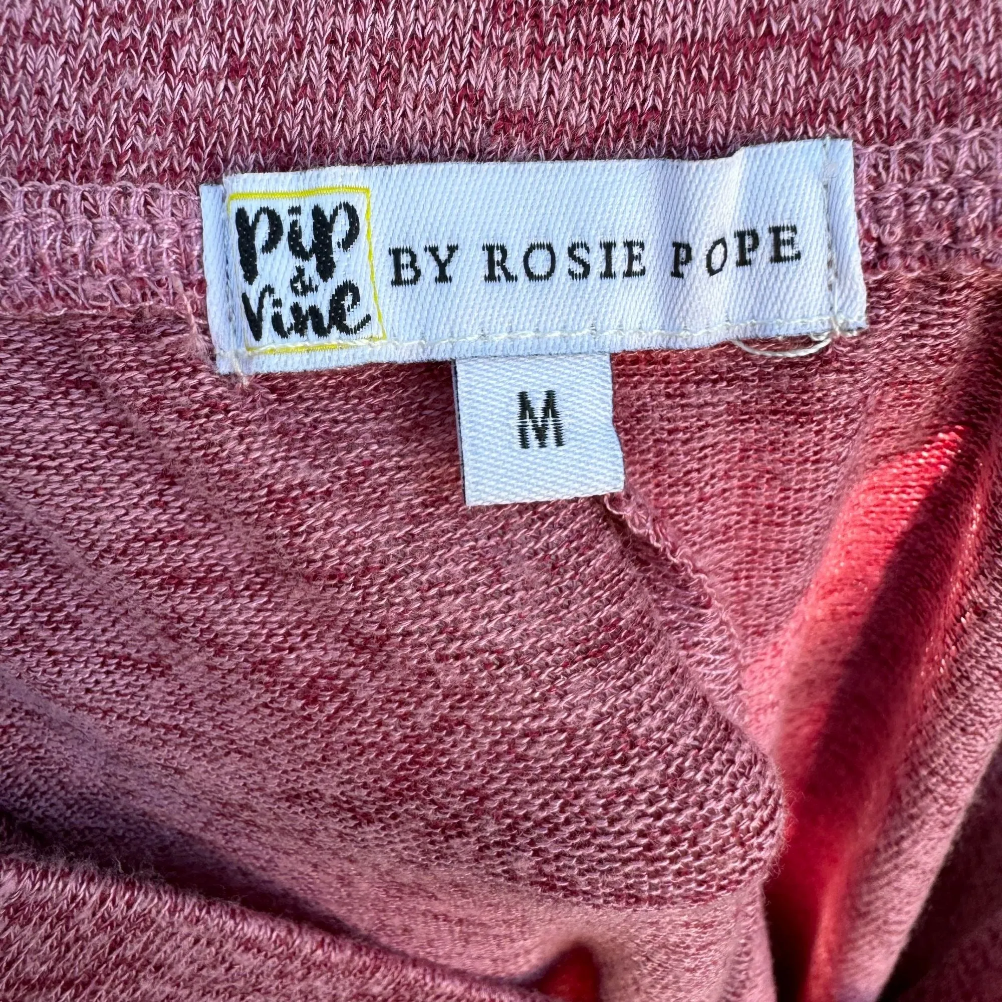 Pip & Vine Rosie Pope Womens Wide Leg Cozy Pink High Rise Knit Lounge Pants Med